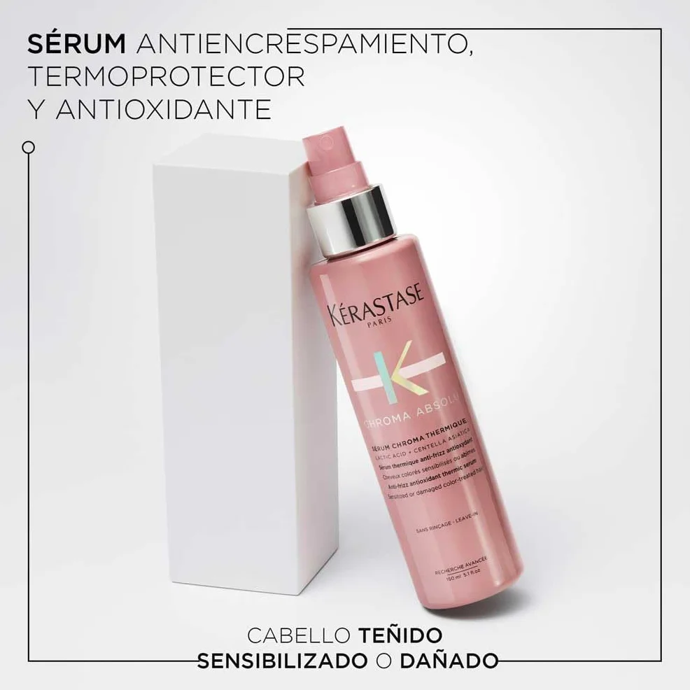Kérastase Chroma Absolu, Sérum Capilar Antiencrespamiento, Protector Térmico Sin Aclarado, Para Pelo Coloreado Sensibilizado y/o Dañado, Sérum Chroma Thermique, 150 ml