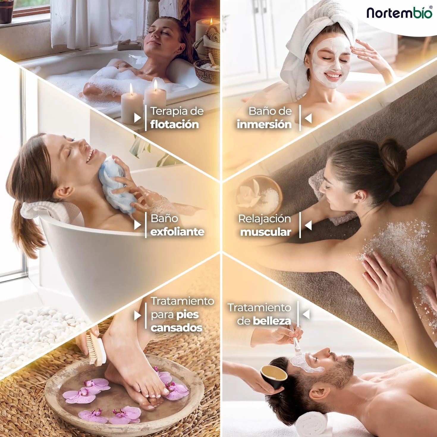 Nortembio Sales de Epsom con Fragancias 6 kg Sal de Magnesio Premium para Baño Relajante y Cuidado Muscular Vainilla y Canela