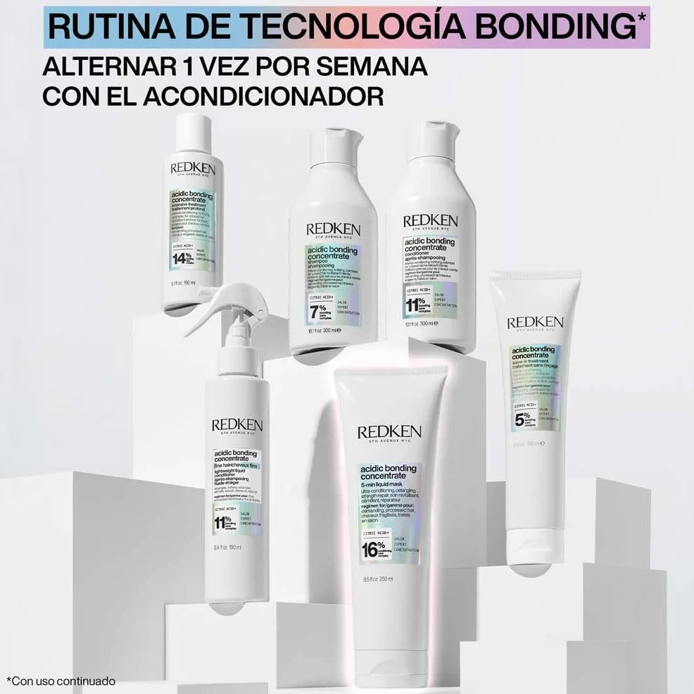 Redken, Mascarilla reparadora desenredante en 5 min, Para cabellos dañados tratados en salón, Acidic Bonding Concentrate, 250 ml