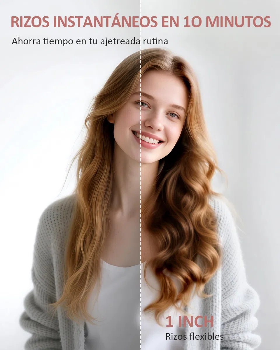Rizador de Pelo Automatico, Rizador automático de iones negativos Rizador pelo Ondas Automático Rizos Grandes Beach Waves Moldeador Tenacilla para Pelo Largo Hair Curler Anti-Quemaduras