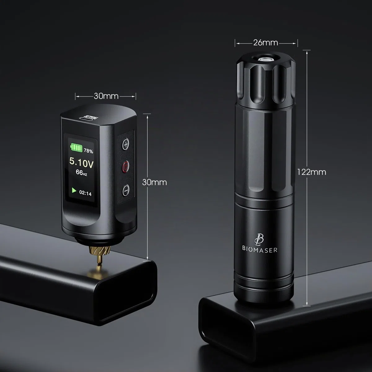 Biomaser Juego de máquina inalámbrica con batería de 1900 mAh, máquina de bolígrafo rotativo inalámbrico, 20 cartuchos, 10 botellas de tinta, accesorios completos para principiantes y artistas