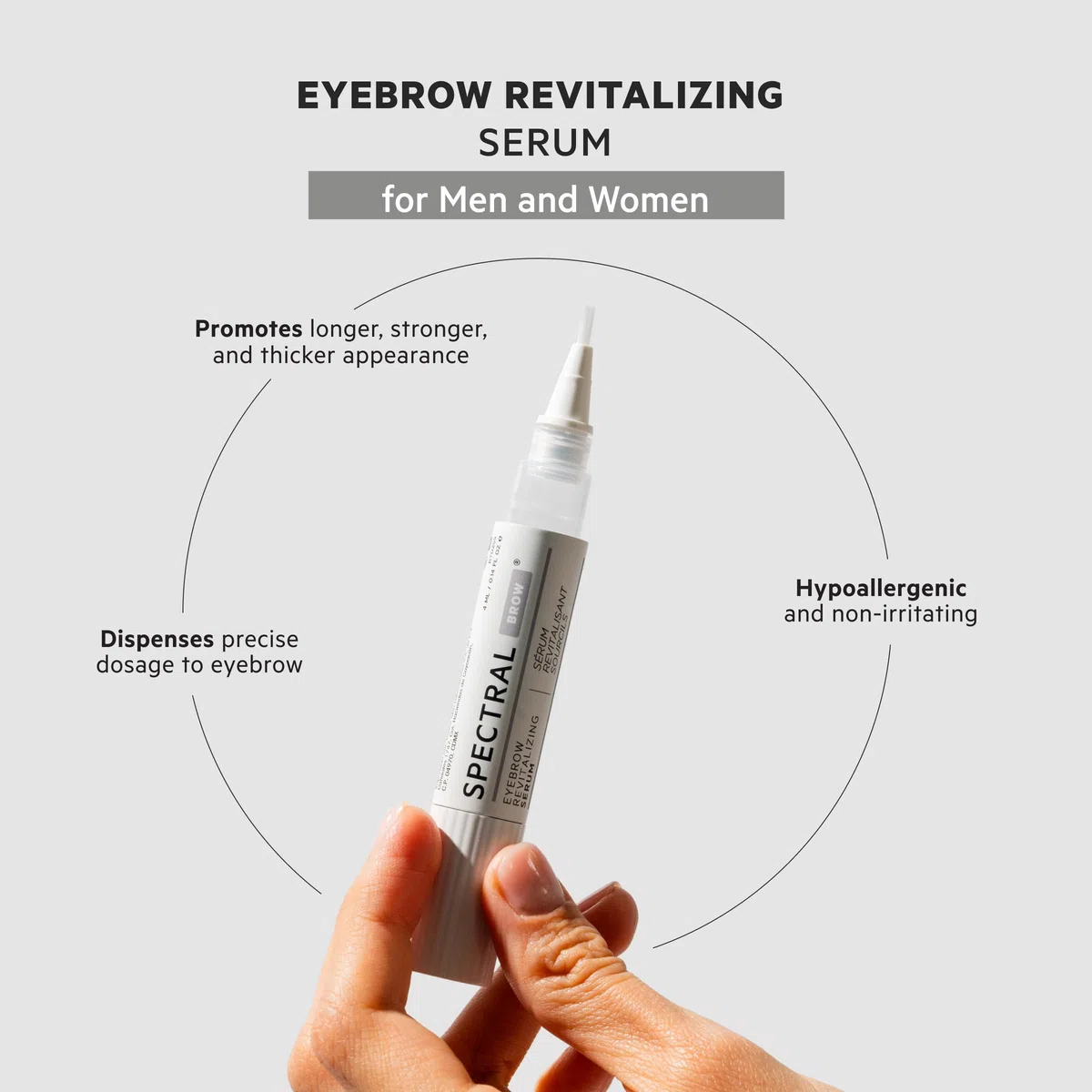Spectral.BROW - Suero realzador de cejas de DS Laboratories - Promueve la apariencia de cejas pobladas y atrevidas, consigue cejas más densas y gruesas, vegano y libre de crueldad animal (4 ml)