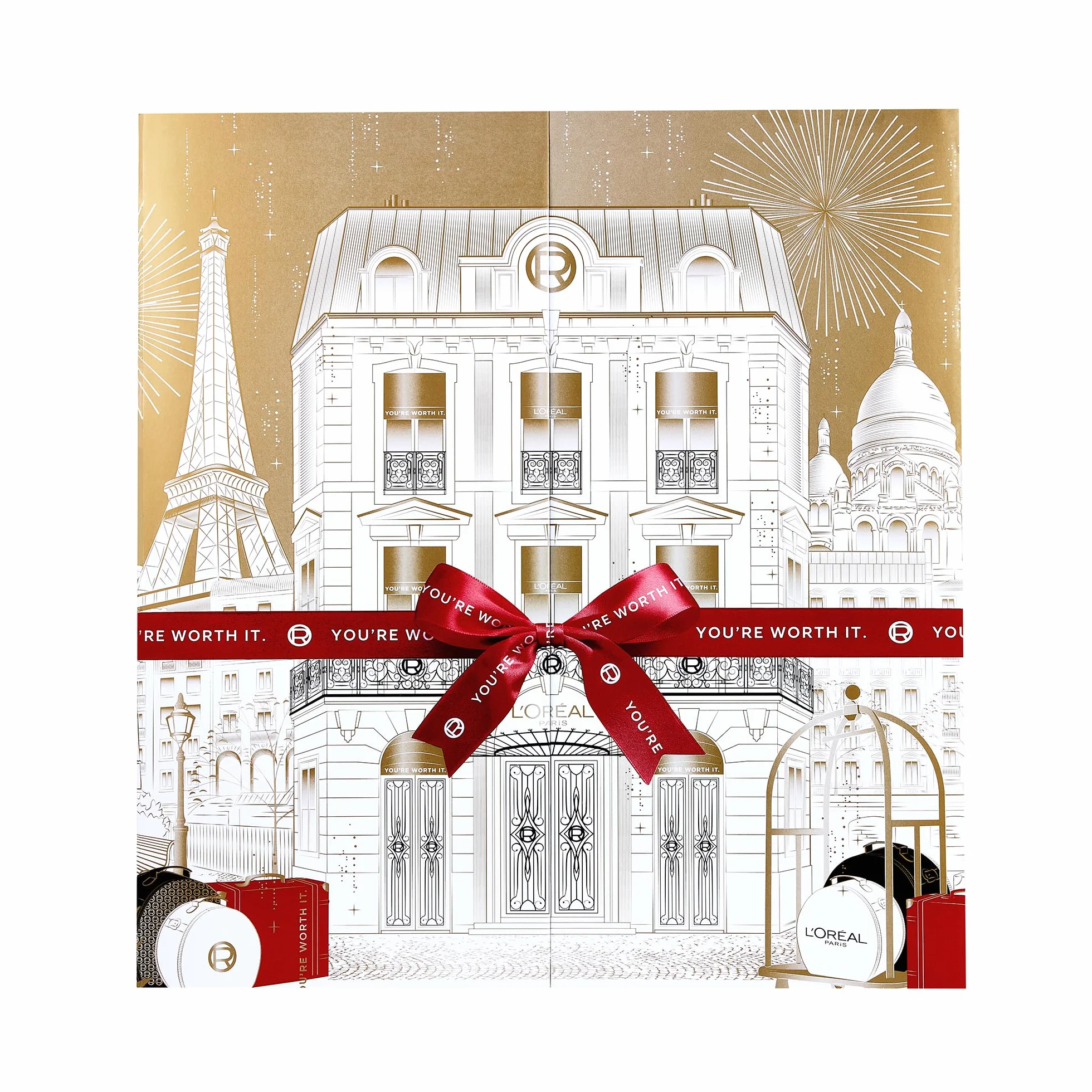 L'Oréal Paris - Calendario de Adviento 24 Días - Set de Regalo Navidad - Maquillaje, Cuidado Facial y Capilar - 24 Productos de Belleza Esenciales en Tamaño Real