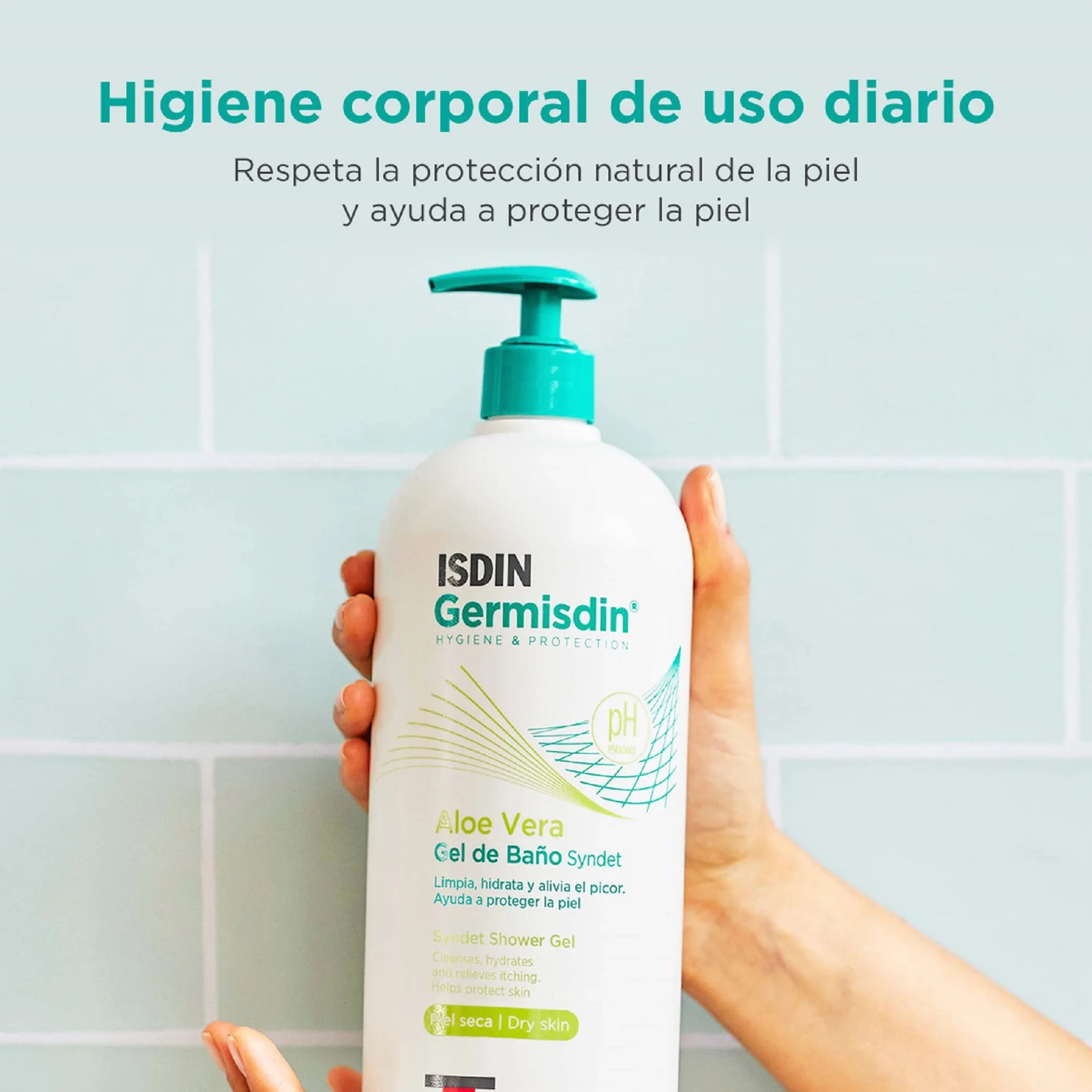 ISDIN Germisdin Aloe Vera Gel de Baño Syndet 1 L Paquete de 2 Higiene Corporal