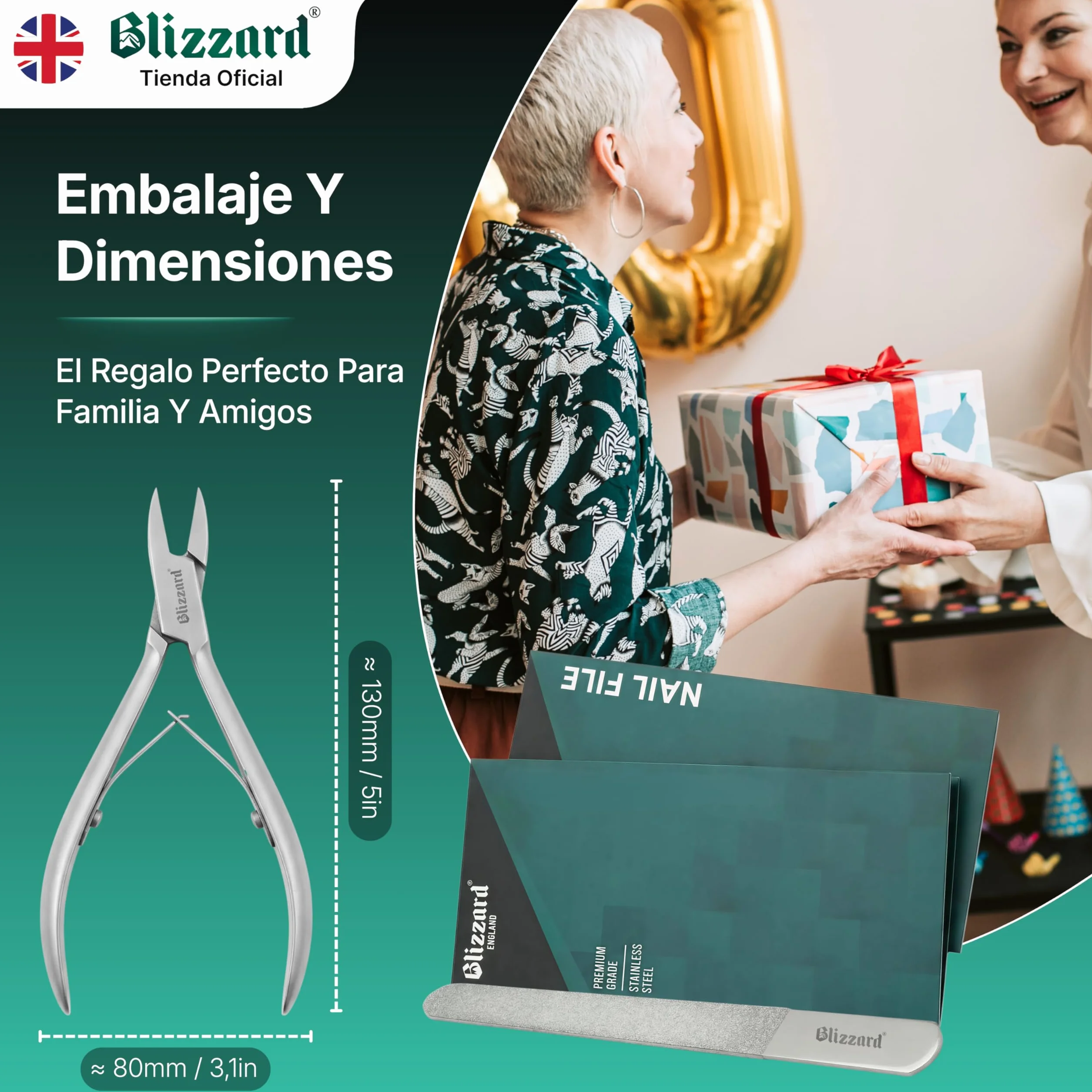 Blizzard Alicates Cortauñas Profesional para Pies - Especial Uñas Encarnadas y Delicadas - Acero Inoxidable Podología Herramientas Tijeras Pedicura Precisión - 13 cm Corte Recto
