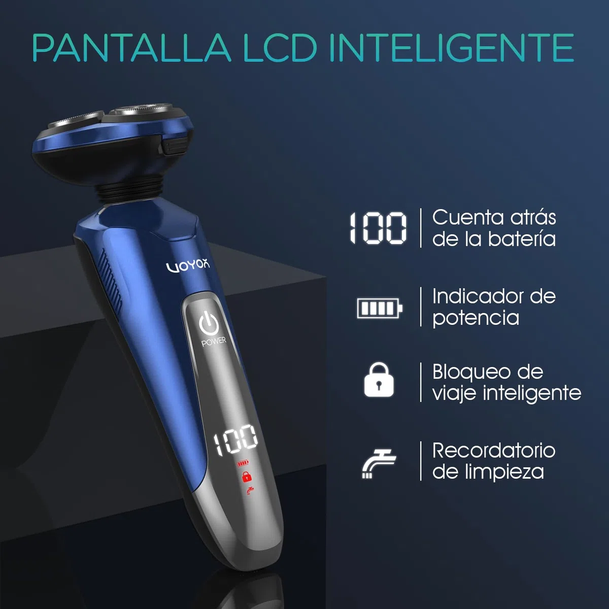 VOYOR Máquina de afeitar Afeitadora Eléctrica Recargable Para Hombres, Recortadora de Barba, Juego de Afeitadora En Húmedo y Seco TX410 (Azul)