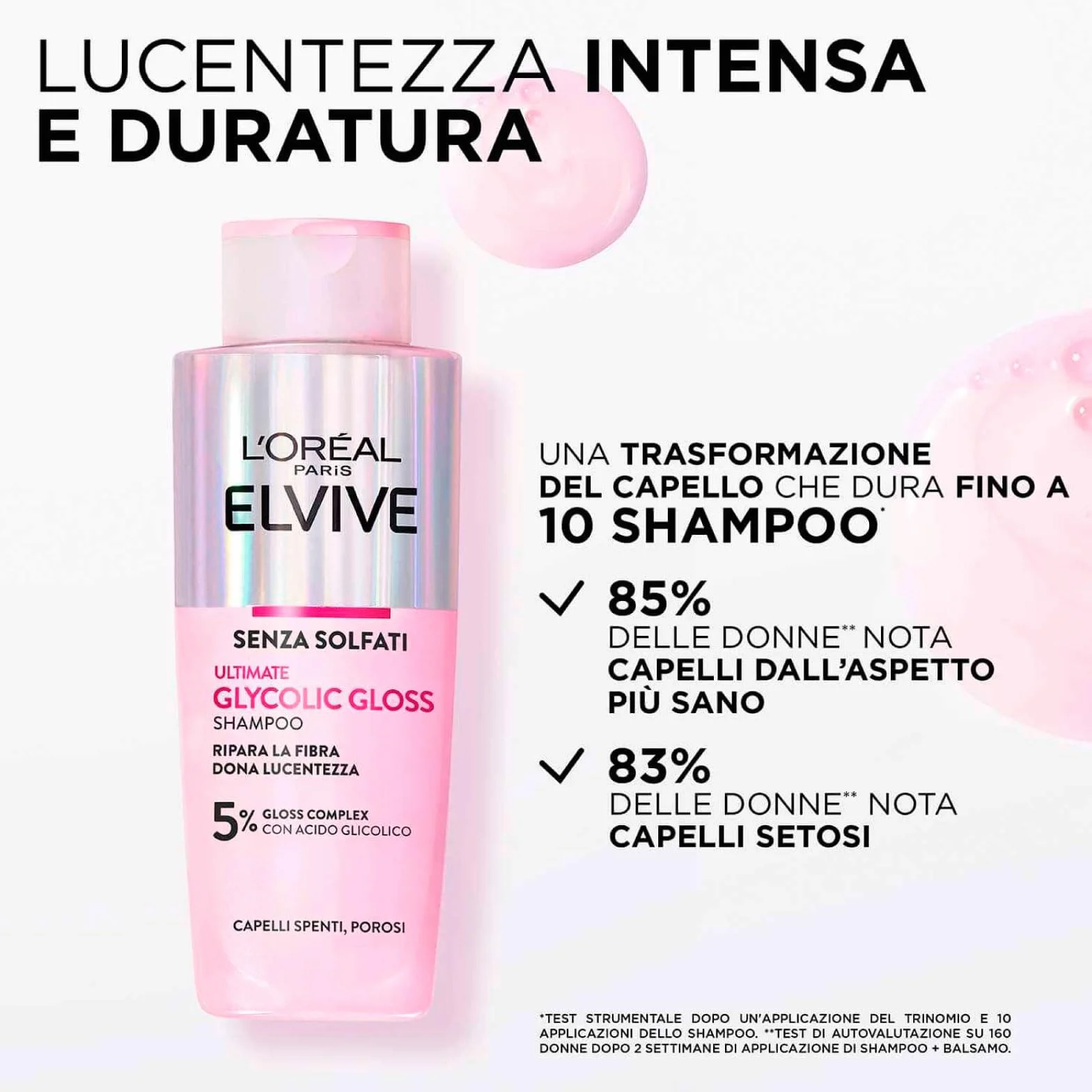 L'Oréal Paris Elvive Glycolic Gloss Acondicionador 150ml + Champú 200ml + Suero Sin Enjuague 150ml + Tratamiento de Laminación de 5 Minutos 200ml para Cabello Opaco y Poroso - 4 Botellas