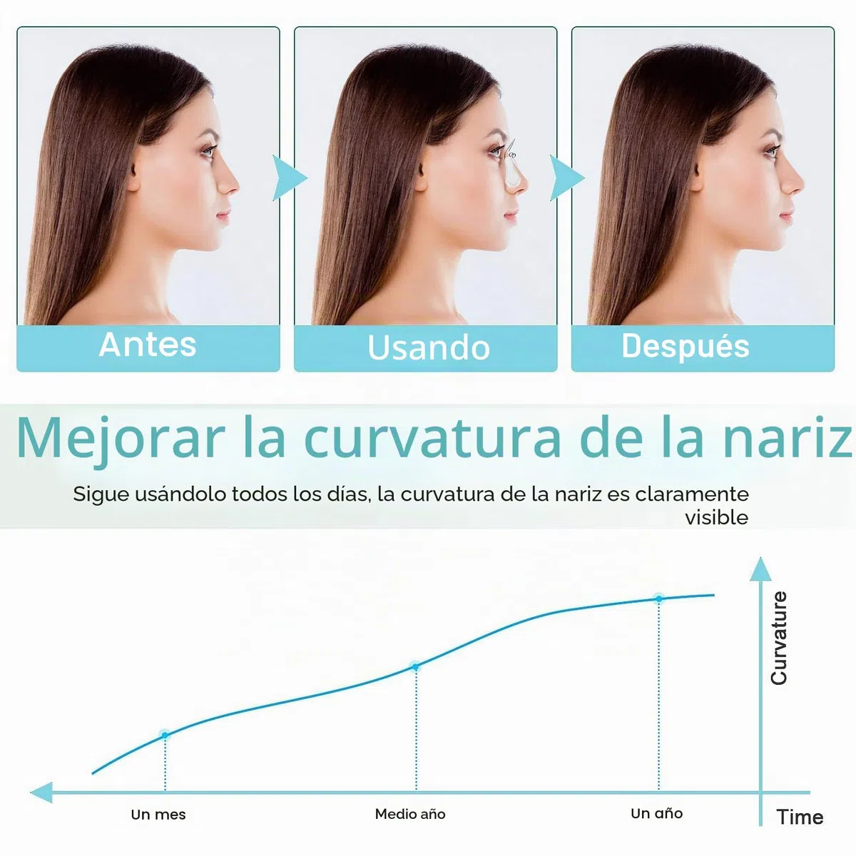 Corrector de Nariz, 2 Pinzas Moldeadoras Sin Dolor de Silicona Para Levantar y Estirar el Puente Nasal Sin Cirugía - Herramienta de Belleza