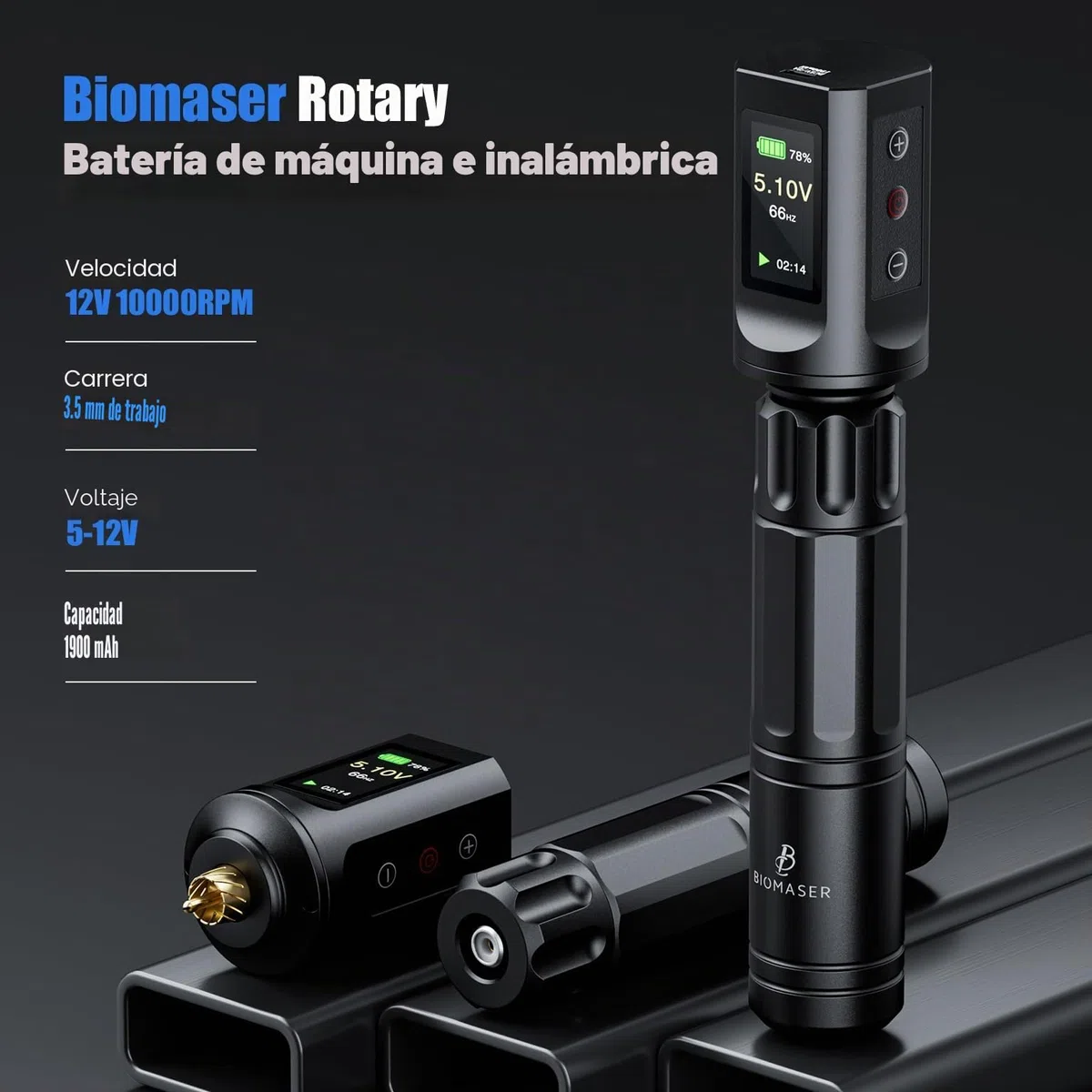 Biomaser Juego de máquina inalámbrica con batería de 1900 mAh, máquina de bolígrafo rotativo inalámbrico, 20 cartuchos, 10 botellas de tinta, accesorios completos para principiantes y artistas