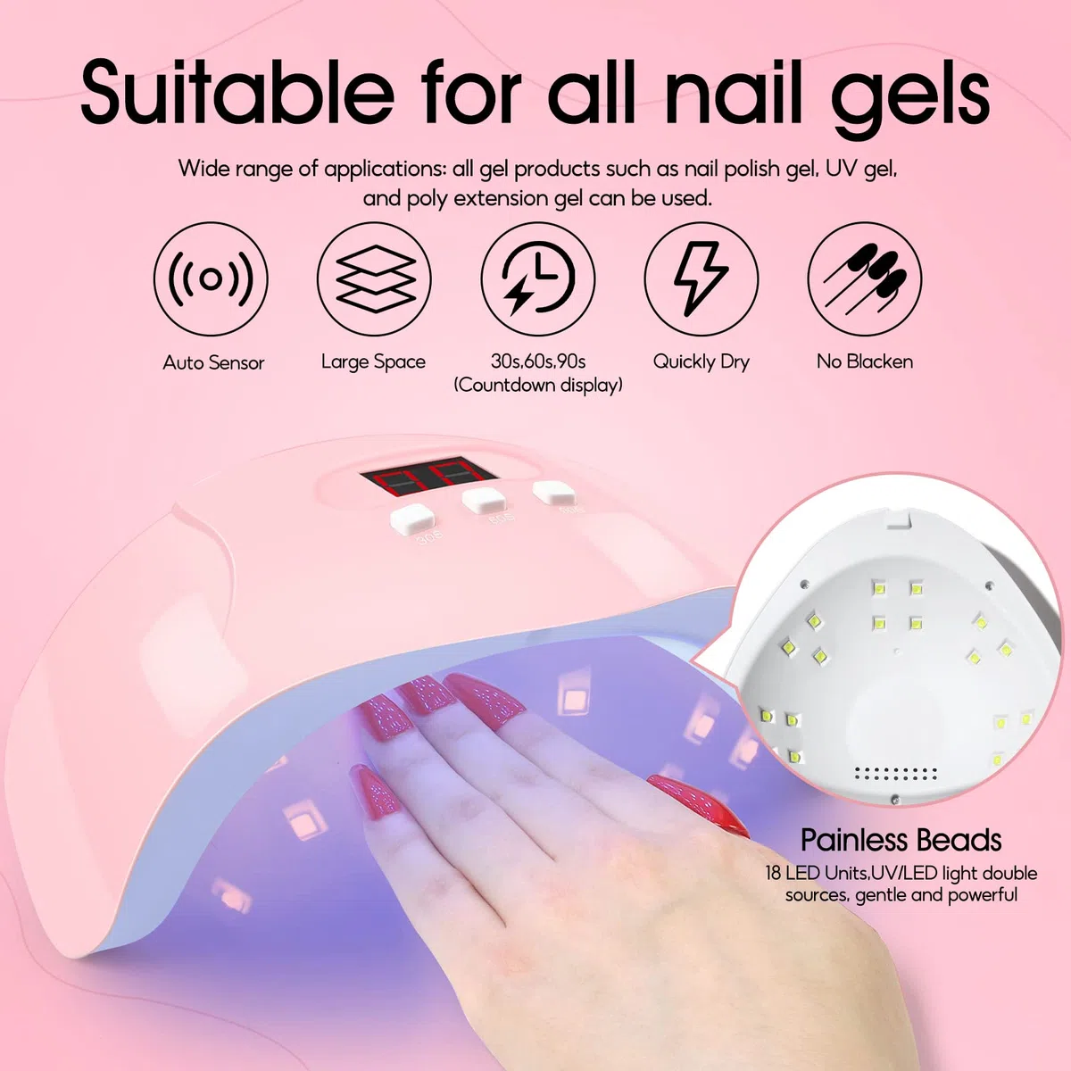 COSCELIA Kit Uñas Acrilicas,Acrilico Para Uñas Profesional Con 120ml Monómero y 3 Colores Acrilico Polvo,36W U-V/LED Lámpara,Adecuado para Principiantes Expertos,8ml Uñas de Gel Top Coat Manicure Set
