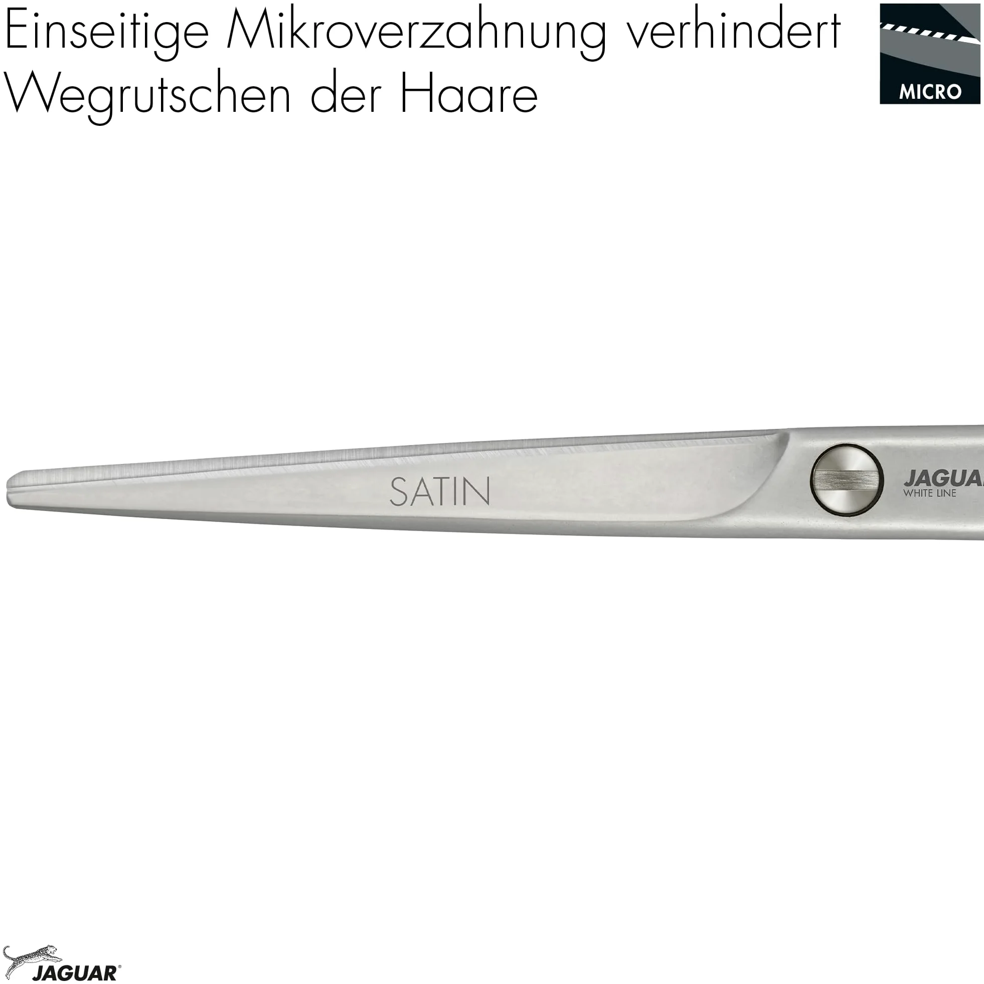 Jaguar 14562 L nea blanca de sat n de 7 pulgadas, 1 paquete (1 x 1 pieza), Negro, estandar | Solinger - Tijeras de peluquería de acero especial Solinger de alta calidad, diseño clásico, mate, fabricadas en Alemania