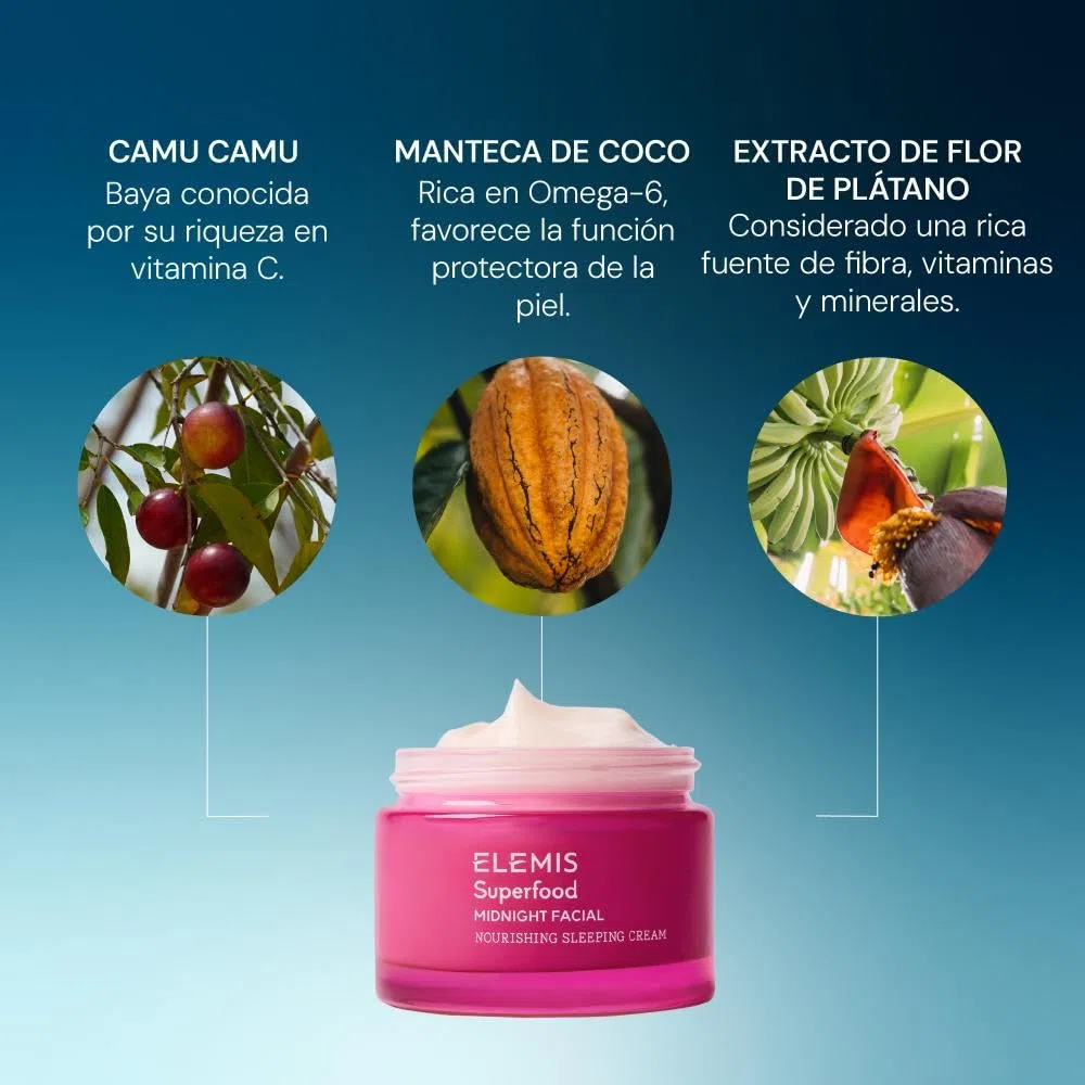 Elemis Superfood Crema de Noche Nutritiva, Tratamiento Nocturno Nutritivo e Hidratante, Nutre, Regenera, Revitaliza, Todo Tipo de Piel, Fórmula Rica, 50 ml