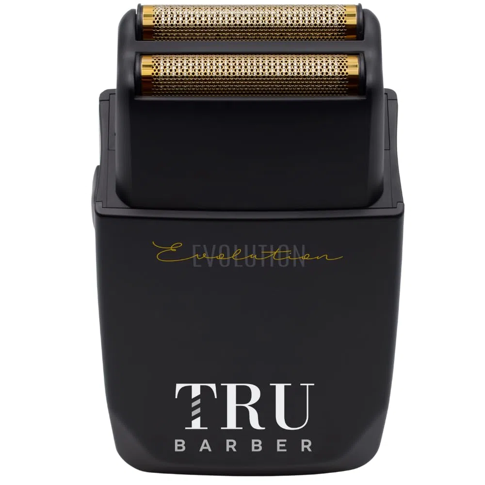 TRU BARBER Evolution – Afeitadora eléctrica profesional hombre 9000 rpm con lámina de titanio, ideal para barba, cabello y cabeza calva, batería larga duración recargable USB