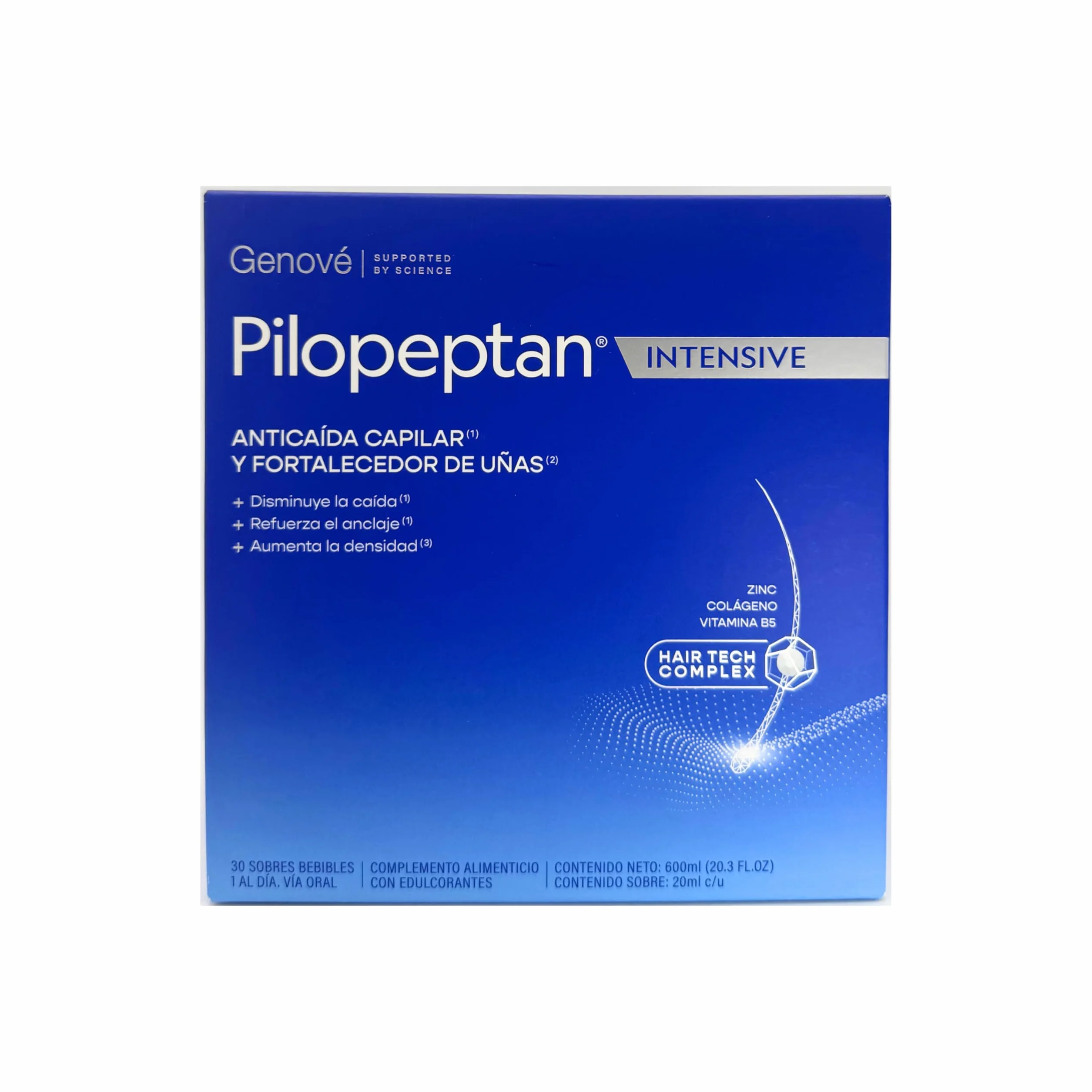 Pilopeptan Intensive | Anticaída Capilar | Cabello y Uñas | Hombre y Mujer | Potencia el Crecimiento, Formación de Queratina, Anclaje, Brillo y Vitalidad del Pelo y Uñas | 30 Sobres