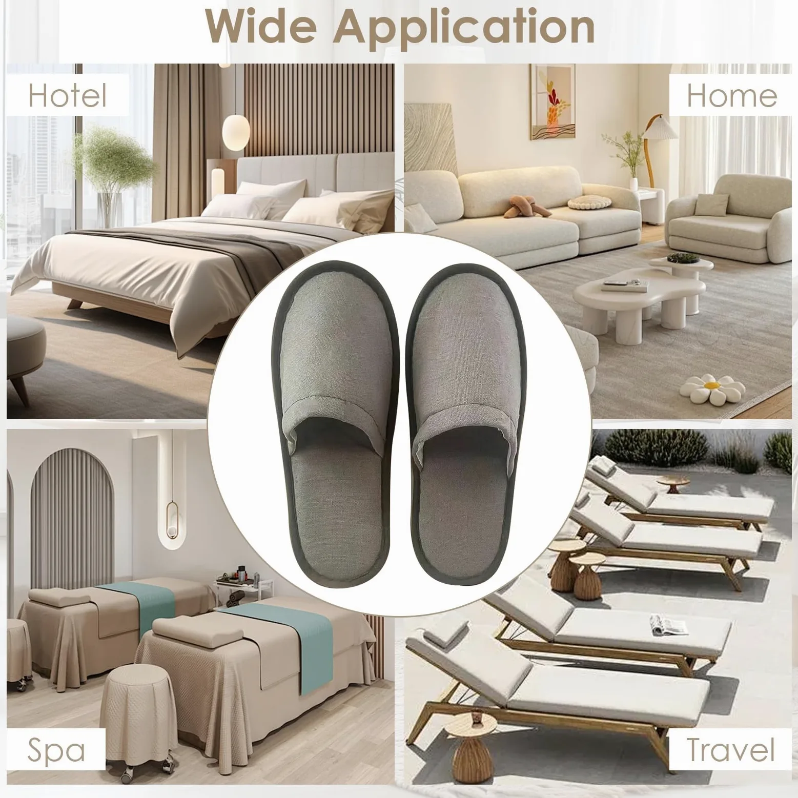 Buachois 30 Pares de Zapatillas de Hotel Desechables para Invitados, Zapatillas de Spa Antideslizantes Zapatillas a Granel para Viajes en Casa Zapatillas Suaves con Punta Cerrada para