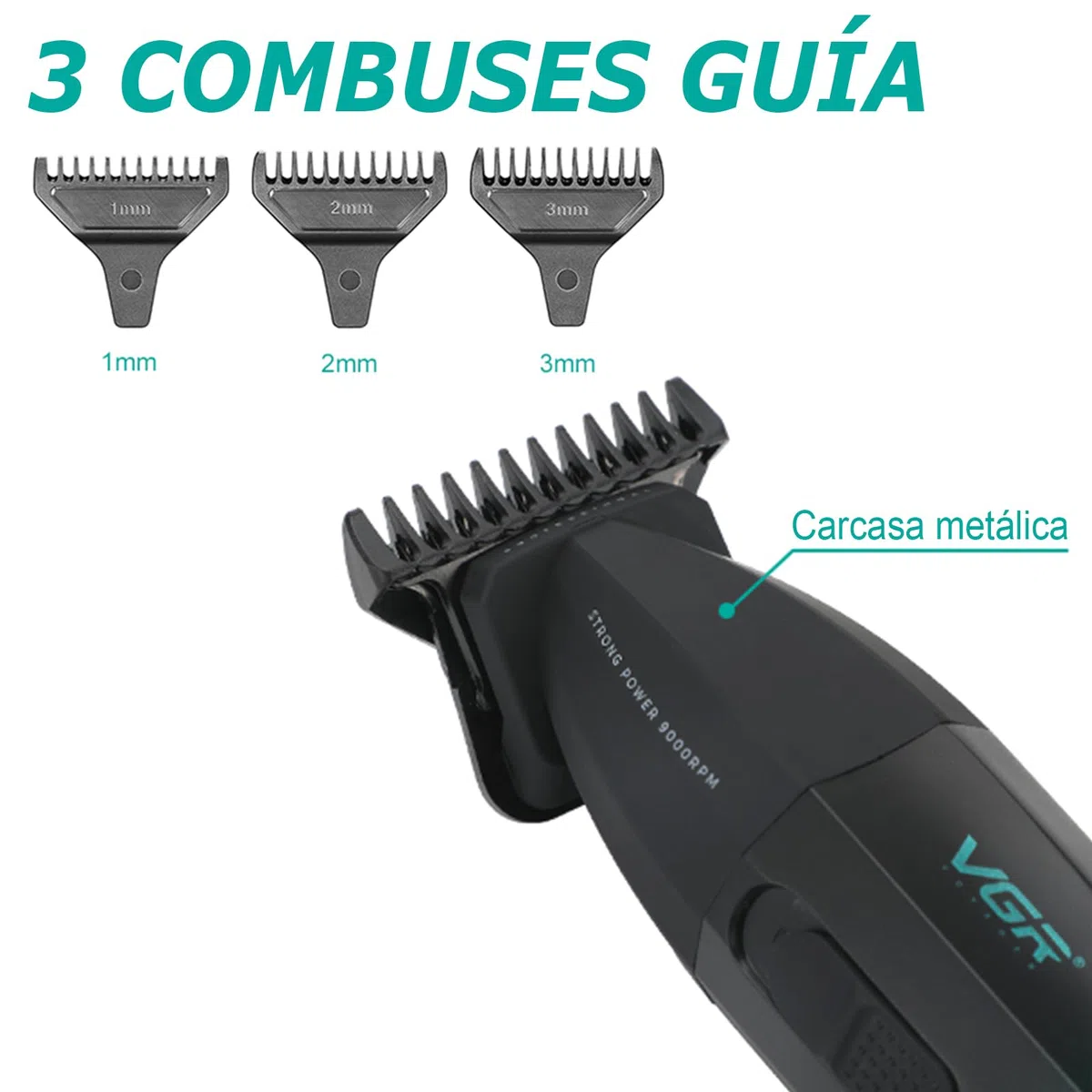 VGR 906 Fresh Fade - Cortadora de pelo profesional, 9000 rpm, sin huecos, para hombres, cortadora de pelo inalámbrica DLC T-Blade para barberos y recargable por USB, verde