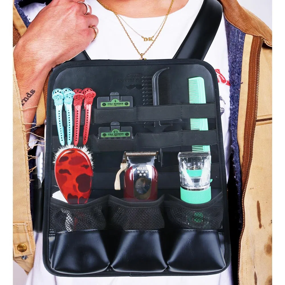 Bolsa para tijeras de peluquería, bolsa de cuero para aparejos de pecho, chaleco, herramientas de corte de pelo y tijeras de peluquería, 13 x 9.7 pulgadas