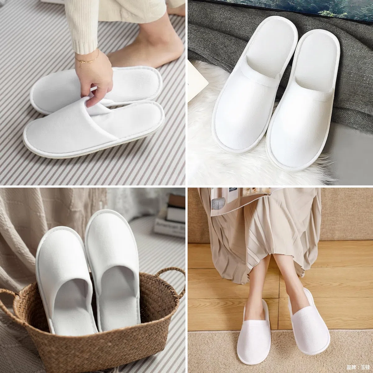 Tokaneit 24 Pares Zapatillas Desechables, Zapatillas de Hotel, Pantuflas Invitados, Pantuflas para Mujer y Hombre, para SPA Invitados a la Fiesta y Viaje (Blanco)