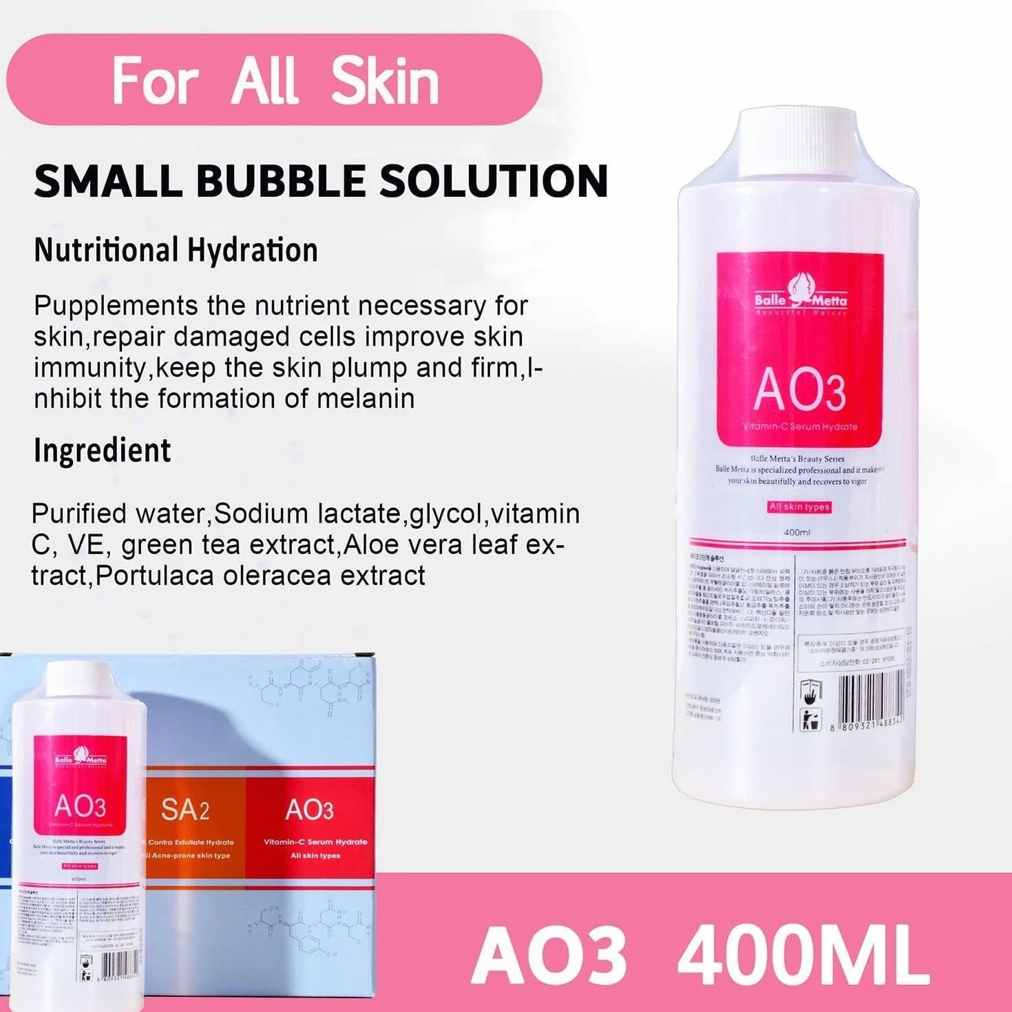 Piel cuidado facial belleza Aqua Peel solución 400ml por botella cara limpieza e hidratación