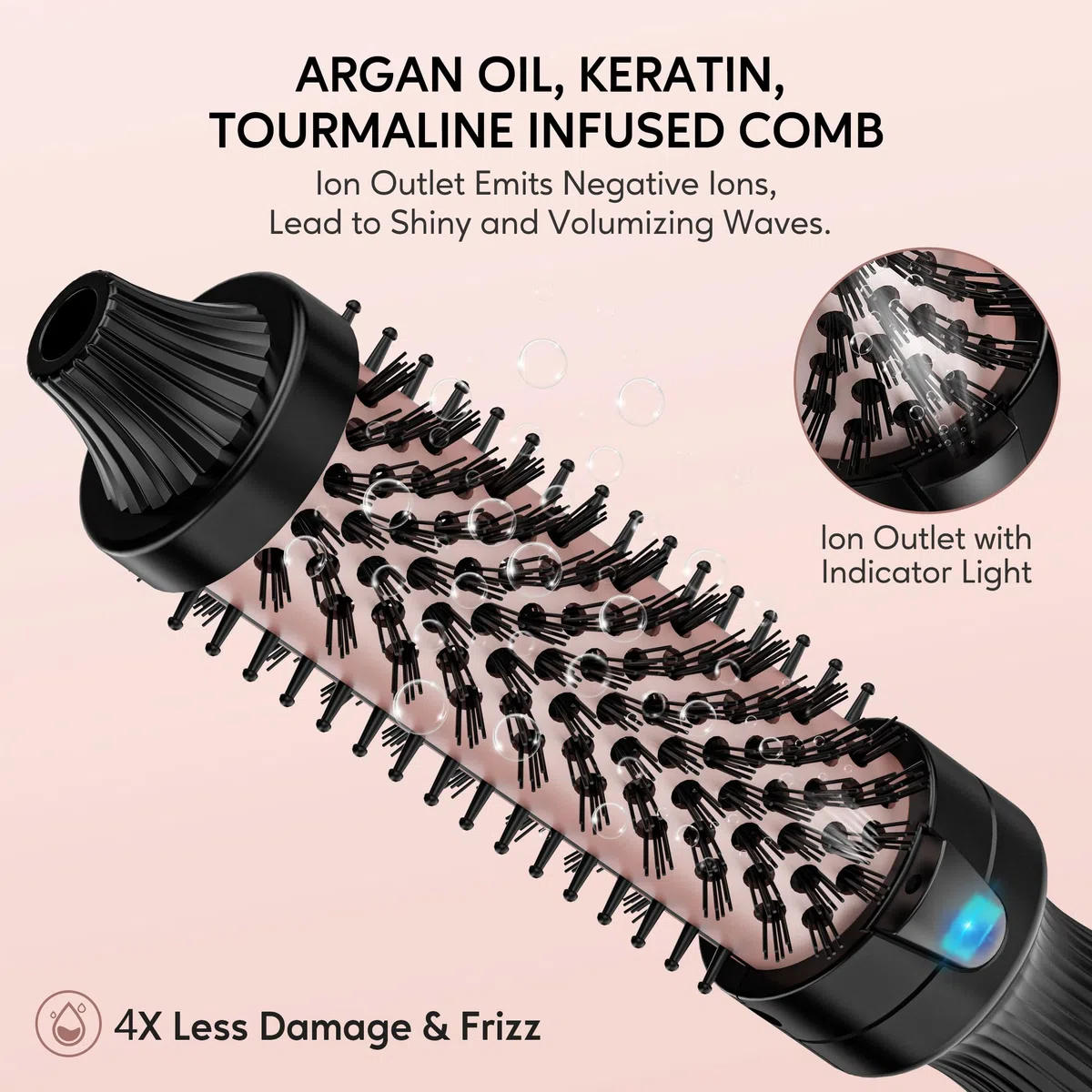Terviiix cepillo de pelo caliente, queratina proteger barril calentado cepillo térmico, iónico suave brillo volumizar peine, doble voltaje alisador de pelo rizador herramienta de peinado 32mm