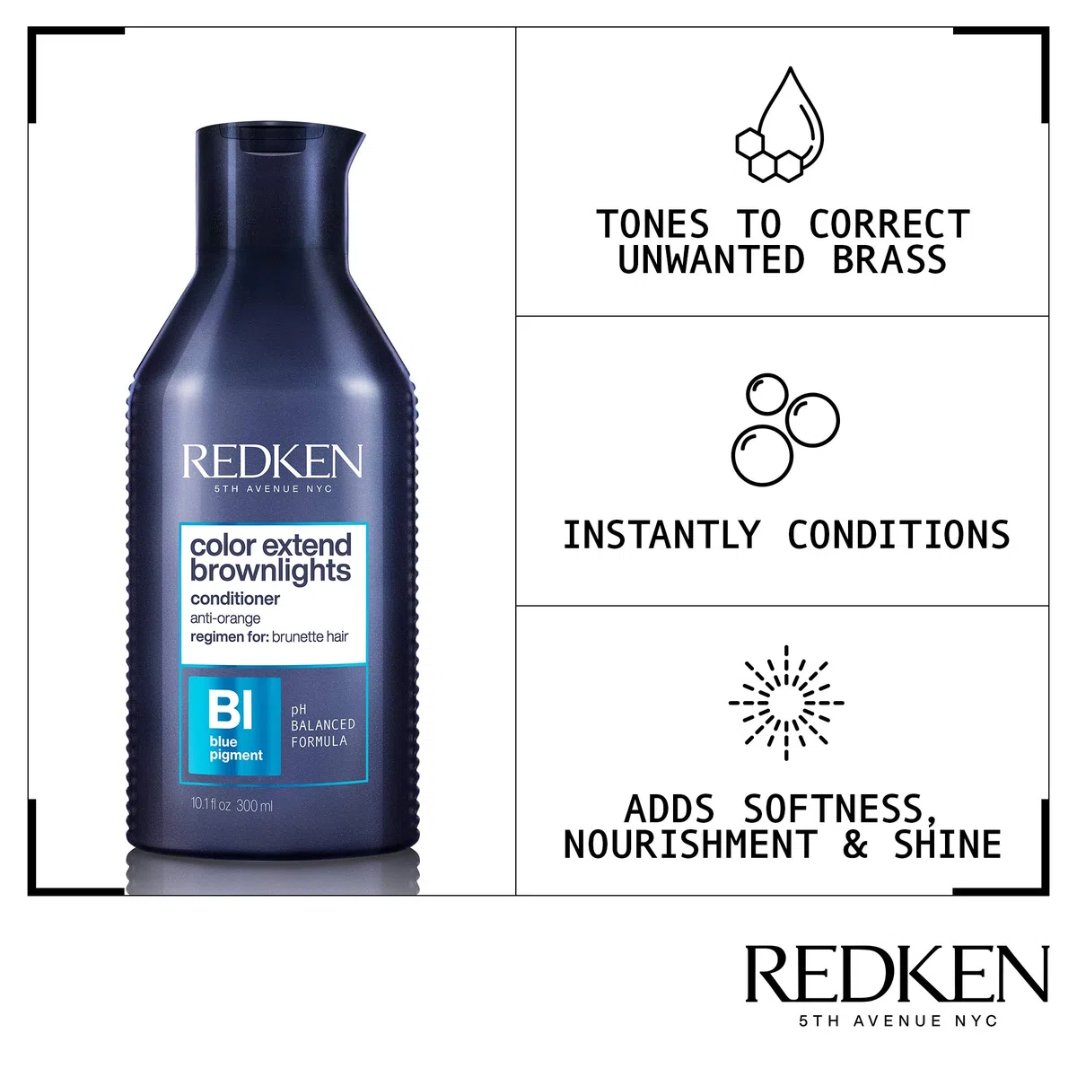 Redken | acondicionador, nutre el cabello y le da un tono más fresco, color Extend Brownlights, 300 ml