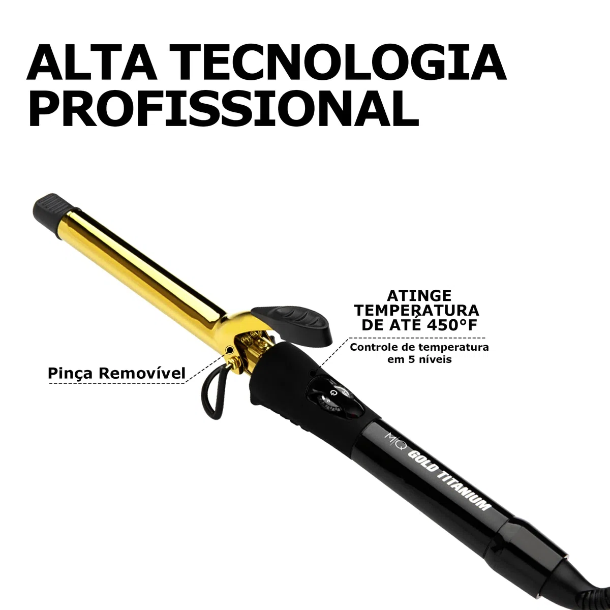 MQ Professional - Rizador de pelo profesional de titanio dorado - 32 mm - Doble voltaje
