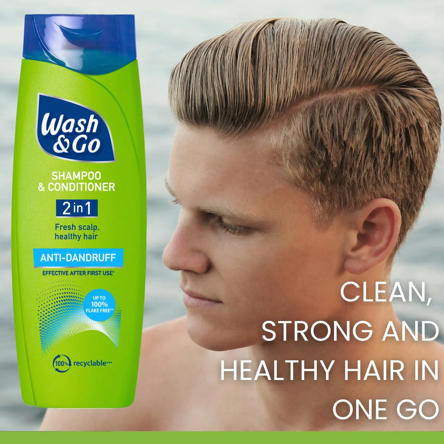 Wash & Go 2 en 1 Champú y Acondicionador Anticaspa, Paquete de 9