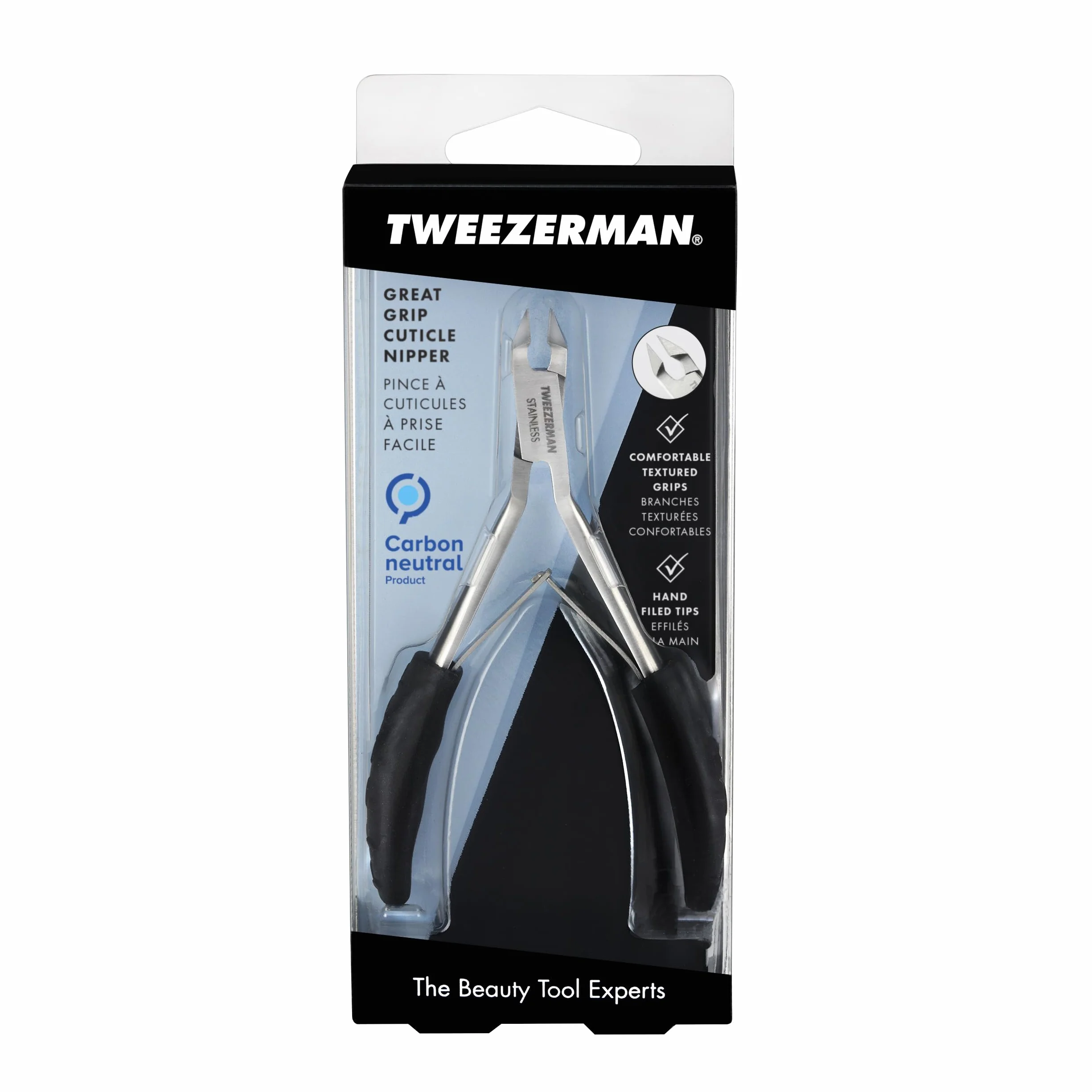 TWEEZERMAN Alicate para cutículas (eliminación precisa de cutículas, diseño ergonómico, hojas afiladas a mano, acero inoxidable)