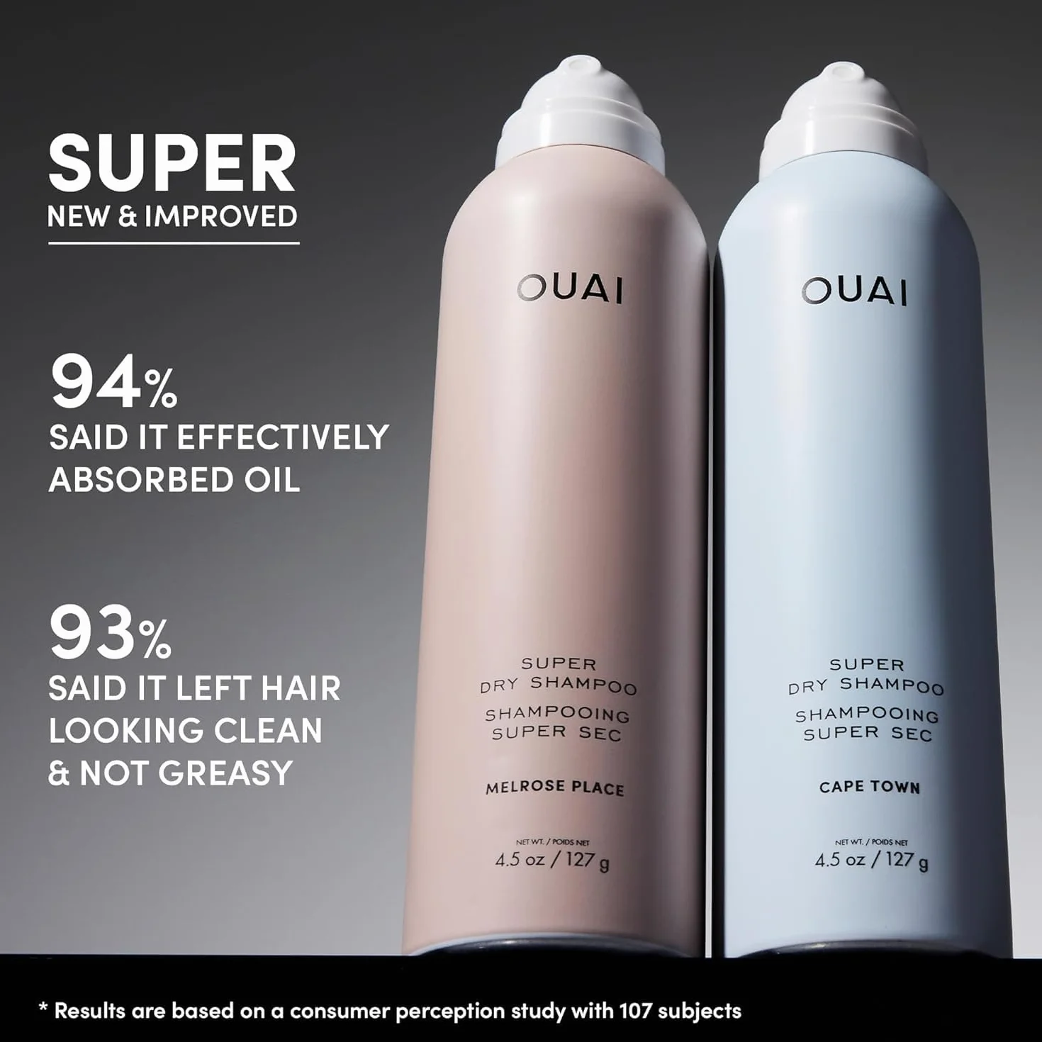 OUAI Super Dry Shampoo - Champú en seco voluminizador - Absorbe grasa, suciedad y sudor - Se integra en el cabello sin residuos y con un aroma duradero - Cape Town (127g)