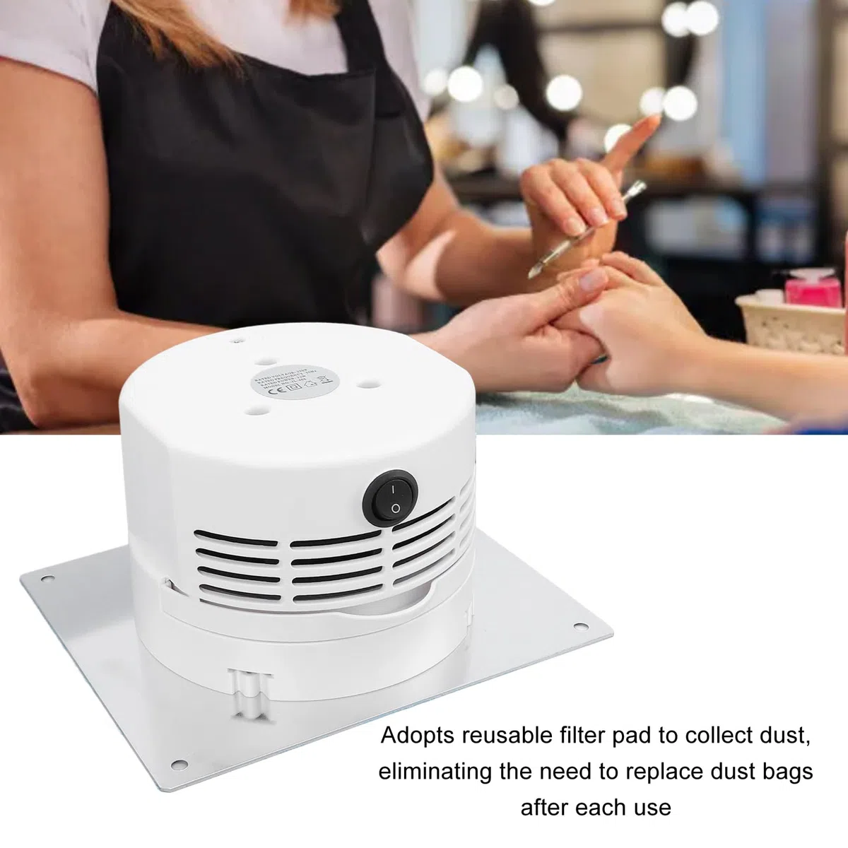 Colector de Polvo de Uñas, Aspirador de Polvo para Uñas, Extractor de Polvo, Potente Funcionamiento Silencioso, Aspirador de Uñas de Montaje Empotrado, Extractor de Polvo,