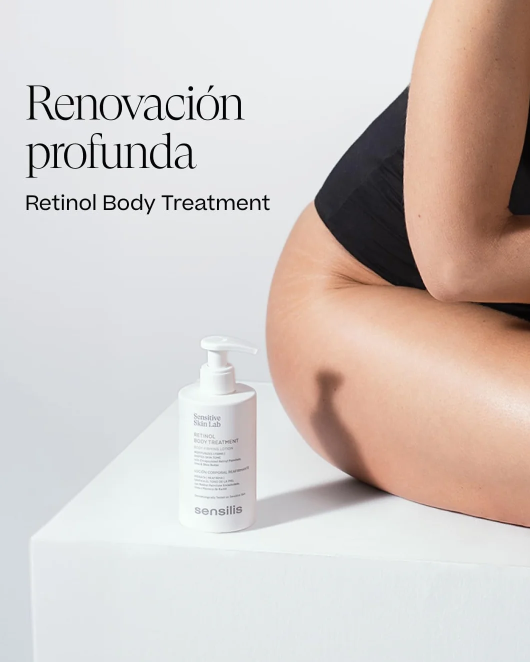 Sensilis - Retinol Body Treatment, Loción Corporal con Acción Reafirmante e Hidratante, Unifica el Tono, Aclara Manchas y Reduce las Arrugas, con Retinyl Palmitate, Apto para Pieles Sensibles - 200 ml
