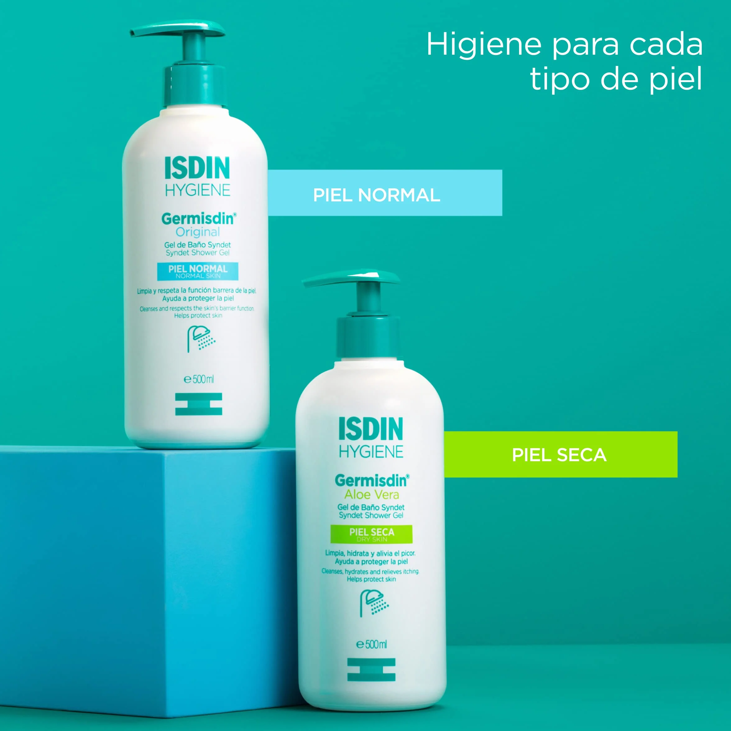 ISDIN Germisdin Aloe Vera Gel de Baño Syndet 1 L Paquete de 2 Higiene Corporal