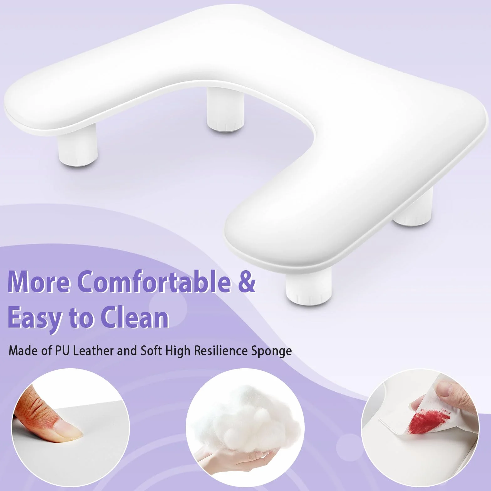 Almohada de Mano de Uñas, Reposabrazos de Uñas para Manicura en Forma U, Reposabrazos para Uñas de Altura Ajustable, Reposabrazos Manicura Adecuado para Salones de Manicura