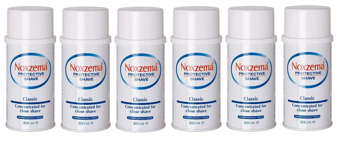 Noxzema Shaving Foam Cream - Jabón de espuma de afeitar (6 unidades, 300 ml), color blanco