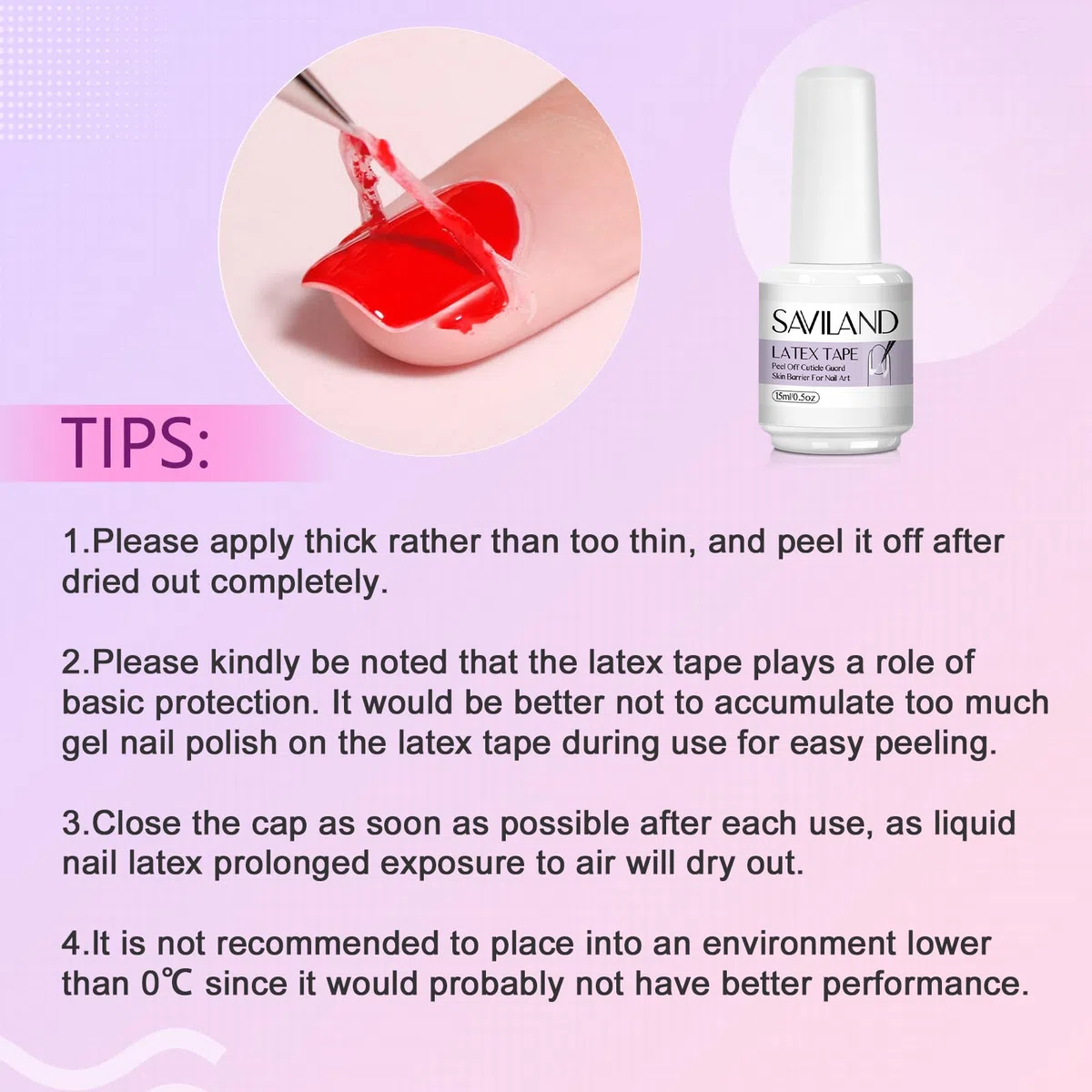 SAVILAND 2 Piezas Látex Líquido Para Uñas – Cinta De Látex Para Uñas Arte Exfoliante De Cutículas Esmalte De Uñas Protección Barrera De La Piel Protección Gel Esmalte De Uñas Manicura Principiantes