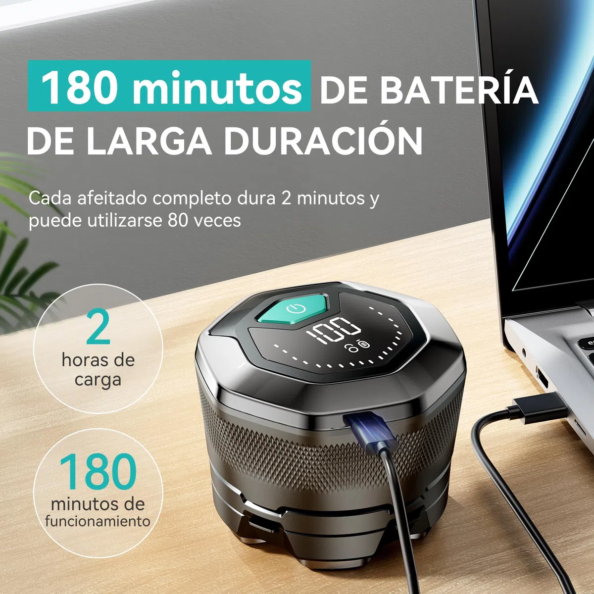 kensen Kit Afeitadora Cabeza Hombre, Maquina Afeitar Cabeza con Cabezal de Repuesto, 6D Cabezales Afeitadora para Calvos, Uso en Seco y Húmedo, Pantalla LED, 180 mins Uso, IPX6 Impermeable