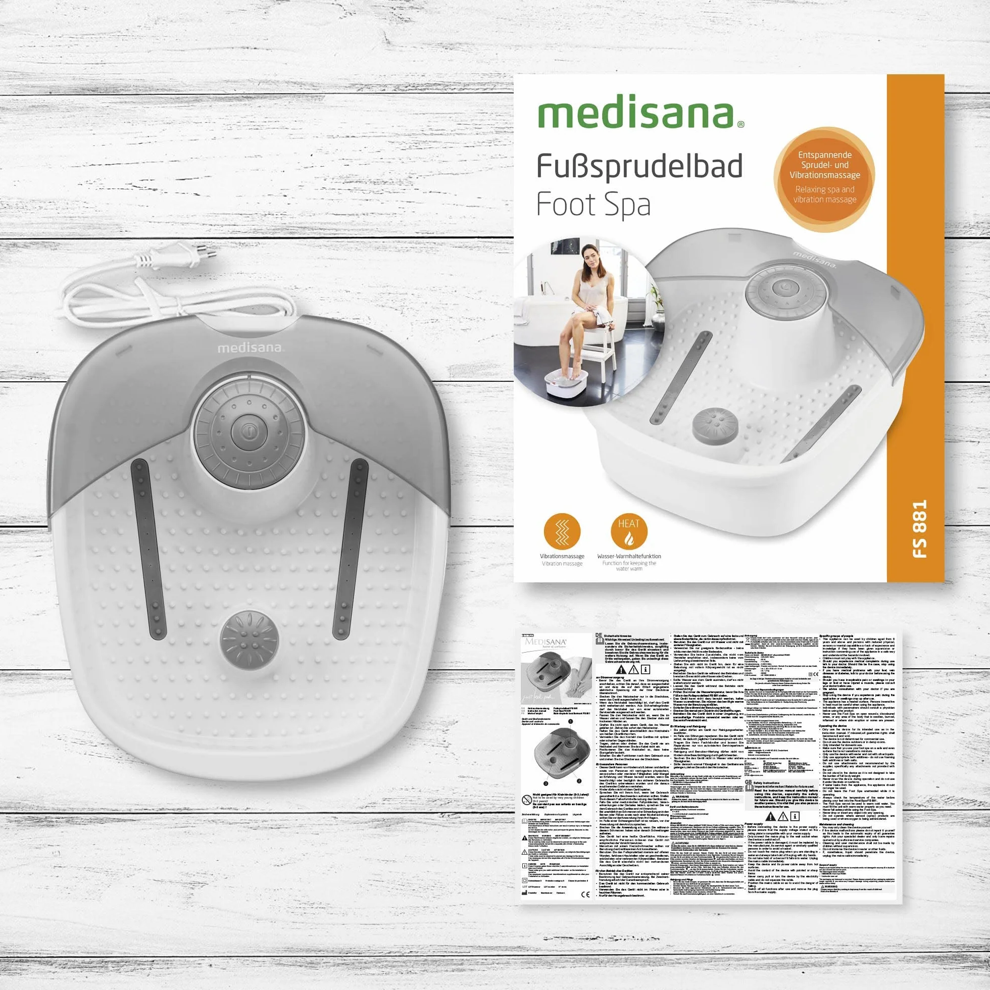 Medisana FS 881 Baño de pies con masaje, Masajeador de vibración, Talla 44