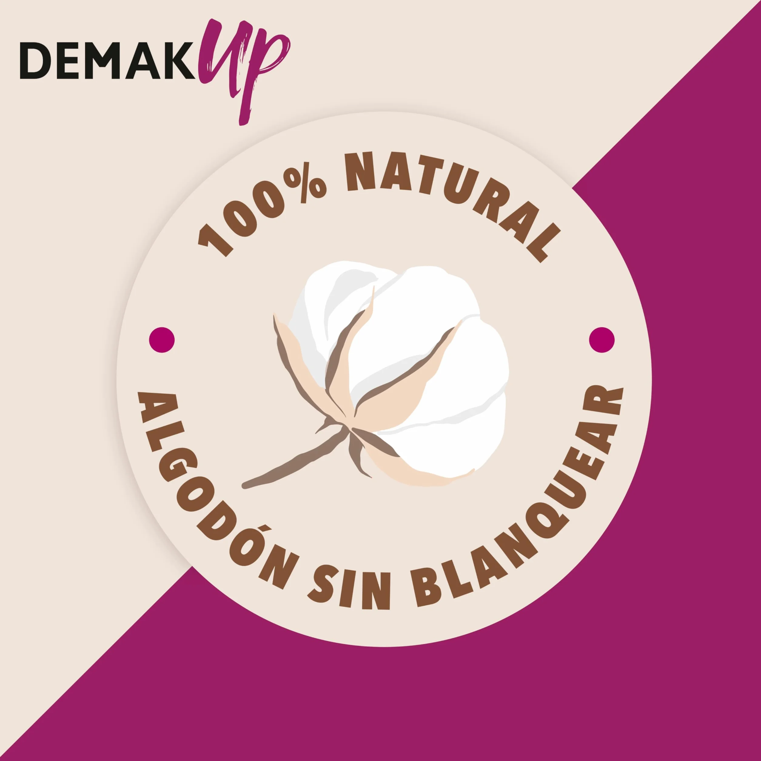 Demak'Up Expert 10x50 Discos de algodón desmaquillantes Ovales - Fibra de Algodón Natural sin Blanquear - 500 Discos de algodón