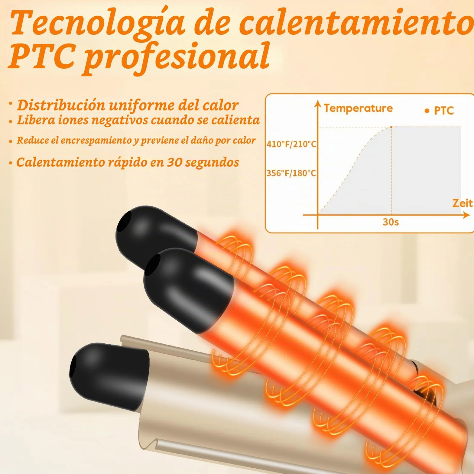 Ondulador de Pelo 3 Tubos, LAYADO Profesional Plancha Ondas de 22 mm Temperatura Ajustable 180℃-210℃ con Placas de Cerámica de Turmalina Rizador de Pelo