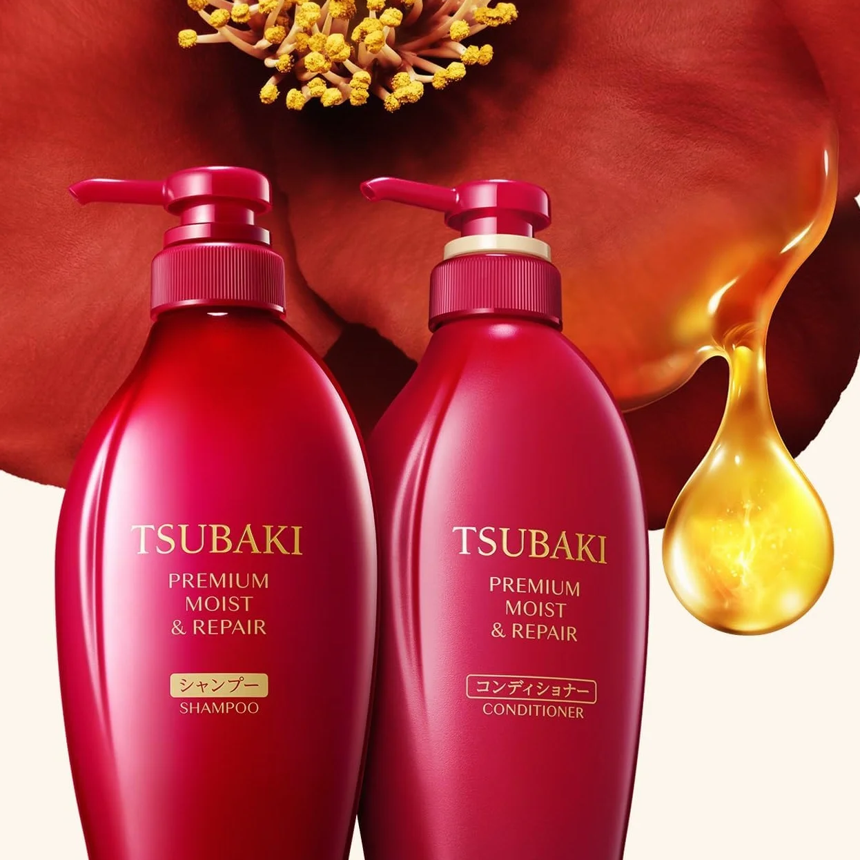 Shiseido - Tsubaki Premium Moist & Repair Shampoo & Conditioner Set con Dosificador - 450ml + 450ml 2024
