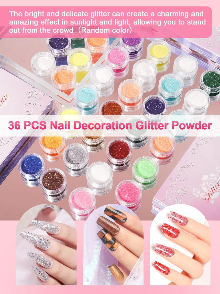 Yokilly Acrilico Para Uñas: Kit Uñas Semipermanentes Completo Con 80W UV LED Lámpara Limador De Uñas Electrico - Kit Uñas Acrilicas Con 3 Color 30G Polvo Acrilico Para Uñas