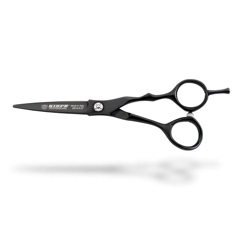 Kiepe 2814 Monster Cut Tijera profesional de corte 5,5 pulgadas – Tijera ergonómica con filo Convex Razor y recubrimiento de titanio negro, Made in Italy