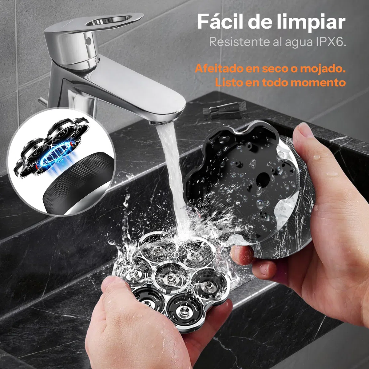 Afeitadora Cabeza Hombre, 7D Maquina Afeitar con 2 Velocidades Ajustables, Magnéticos Maquinilla Afeitadora electrica hombre en Seco y Húmedo con Pantalla LED