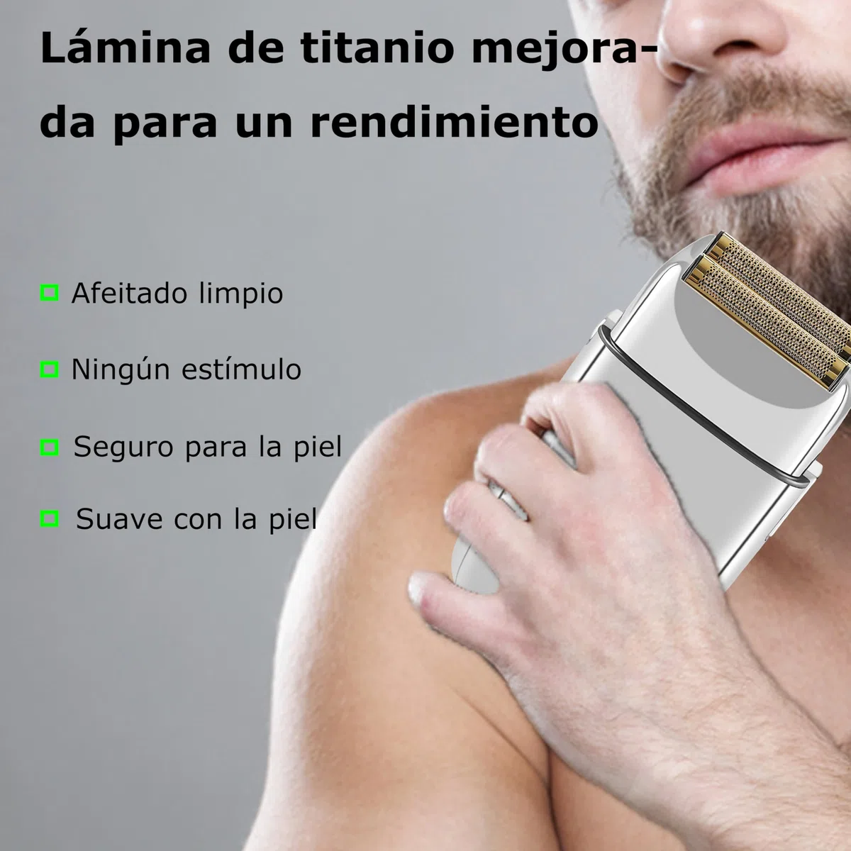 Kemei Máquina de Afeitar TX1, Cerrar Afeitadora Eléctrica Hombre, EasyClean,Tipo C Recargable para Afeitado Húmedo/Seco, Plateado