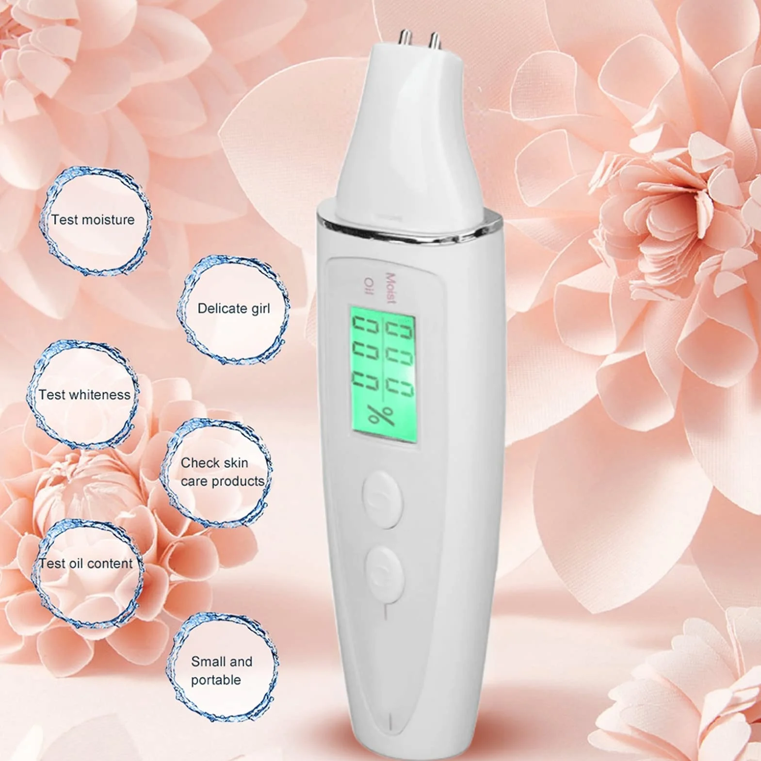 Probador de Piel Facial Con Pantalla Inteligente, Medidor Preciso de Humedad y Grasa Cutánea Portátil con Pantalla LED para Salón, Spa o Uso Doméstico Digital Skin Detector