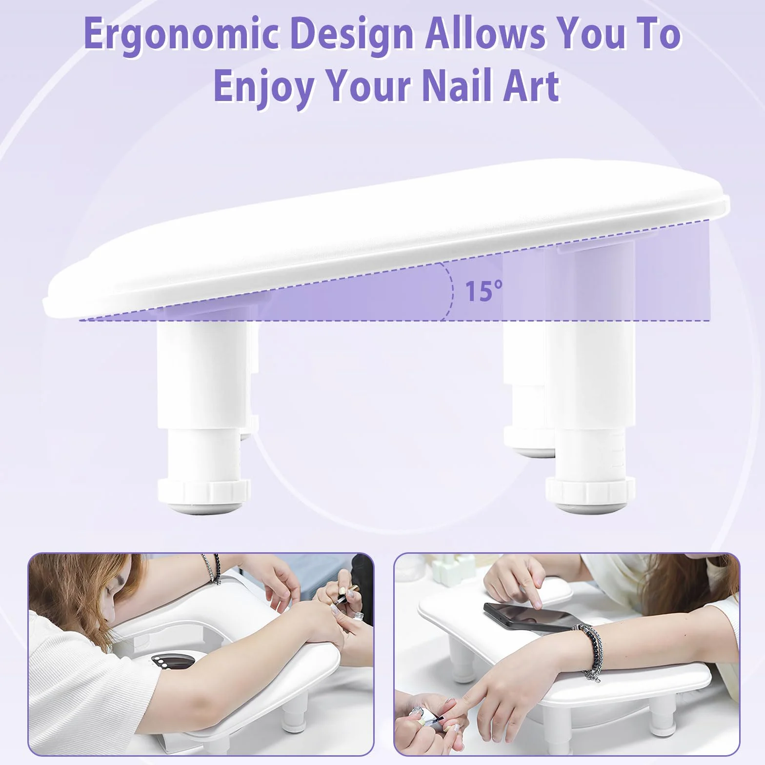 Almohada de Mano de Uñas, Reposabrazos de Uñas para Manicura en Forma U, Reposabrazos para Uñas de Altura Ajustable, Reposabrazos Manicura Adecuado para Salones de Manicura