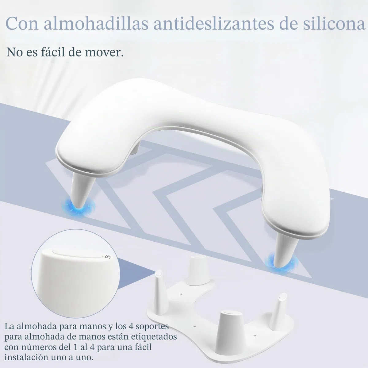 Reposabrazos para uñas Tech: Reposabrazos para manicura en forma de U, reposabrazos grande blanco de microfibra de piel sintética para cojín de uñas acrílico