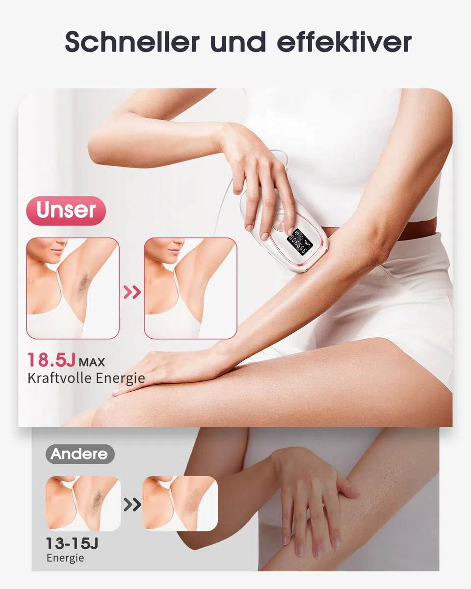 Depiladora de Luz Pulsada IPL con Función de Enfriamiento, 999,900 Flashes, 5 Nivel de Energía, Depiladora Láser Indolora para Mujeres, Hombres, Rostro, Axilas, Piernas y Cuerpo Bilanco