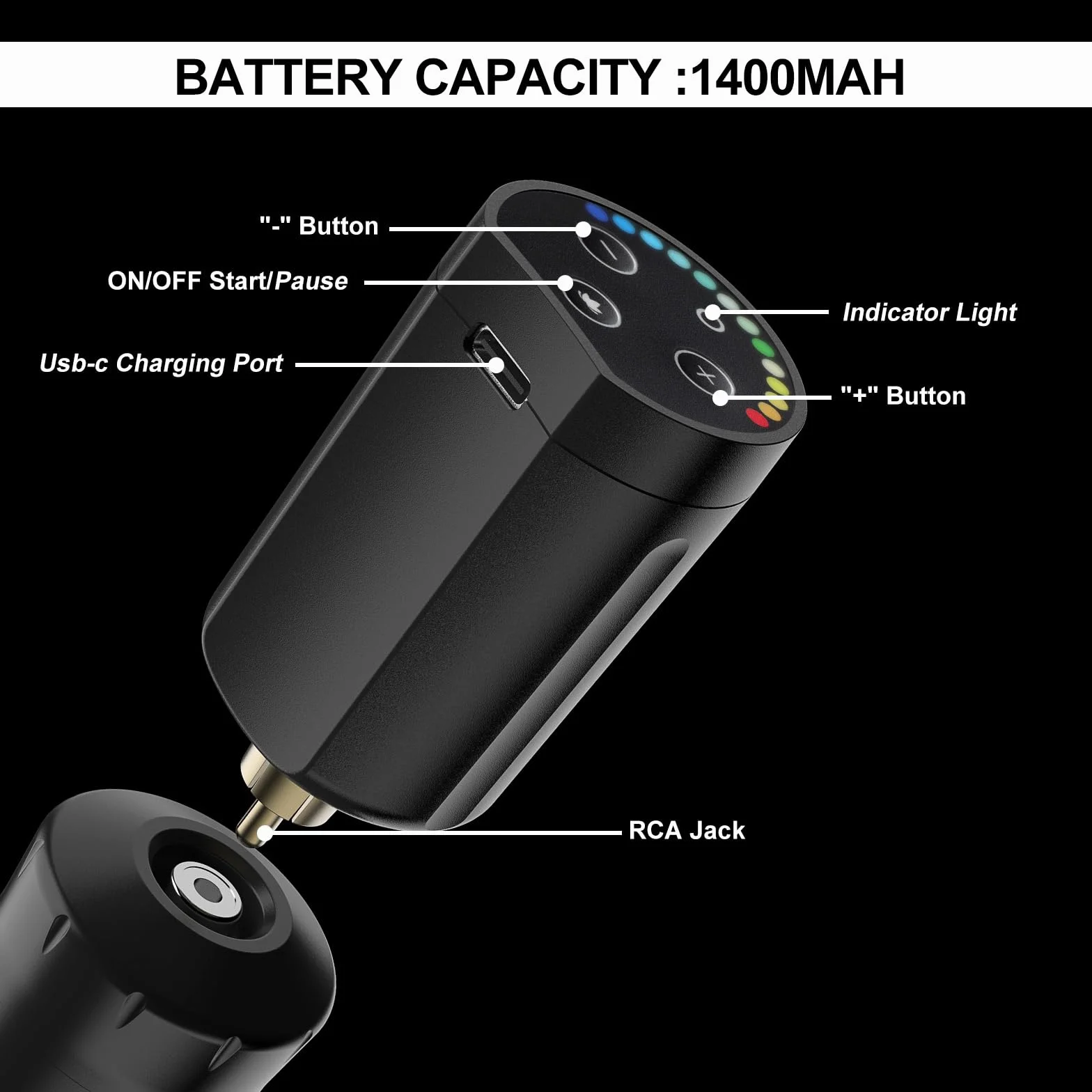 STIGMA Pro Maquina de Tatuar con Bateria 1400 mAh,20Pcs Agujas de Cartuchos de Tattoo, Wireless Tattoo Kit Complete