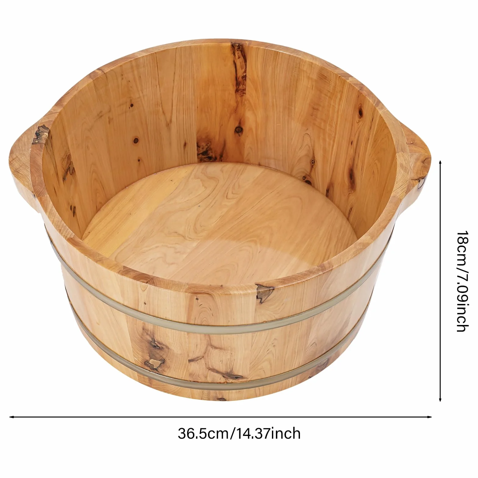 Bañera de pies de madera con almacenamiento de calor, cubo de pie de madera, práctico cubo de pies para pedicura, cubo de sauna para bienestar, spa, sauna, regalo, 36,5 x 18 cm
